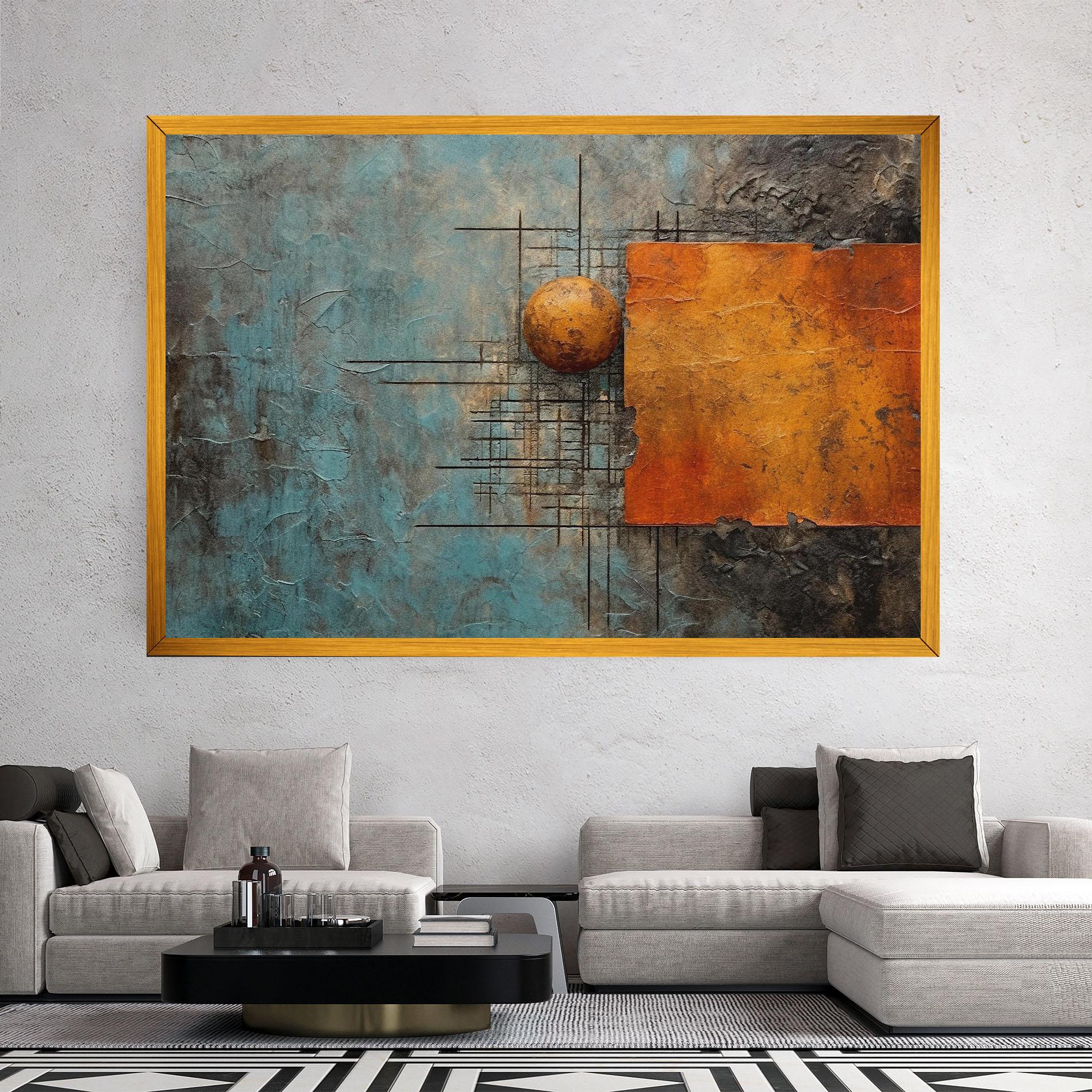 Tablou Canvas Orange Square Painting mockup 2