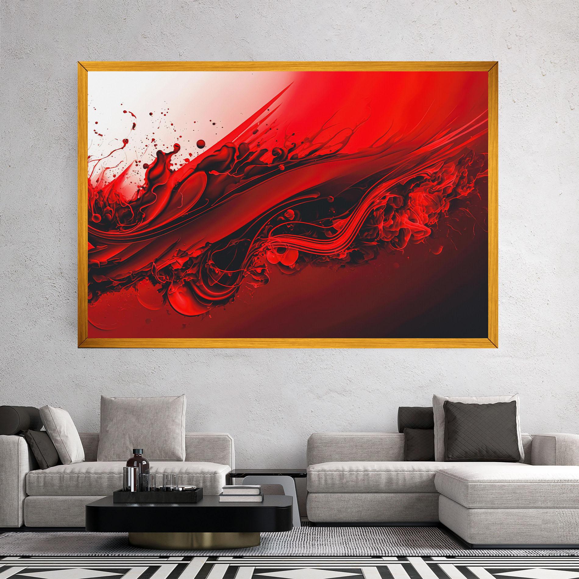 Tablou Canvas Smooth Red Color mockup 2