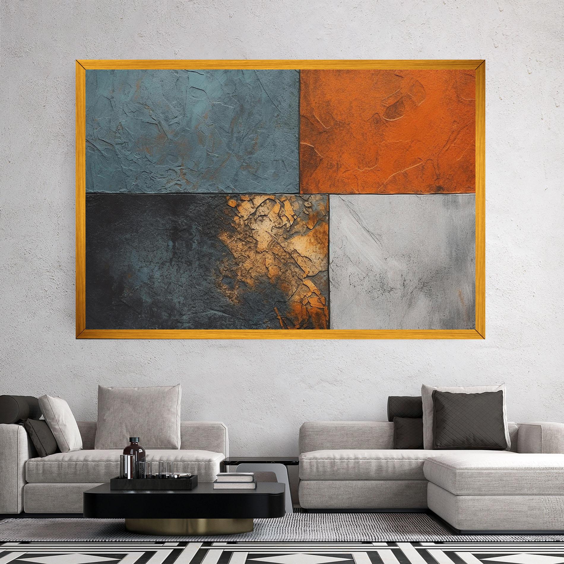 Tablou Canvas White Square With Gold mockup 2