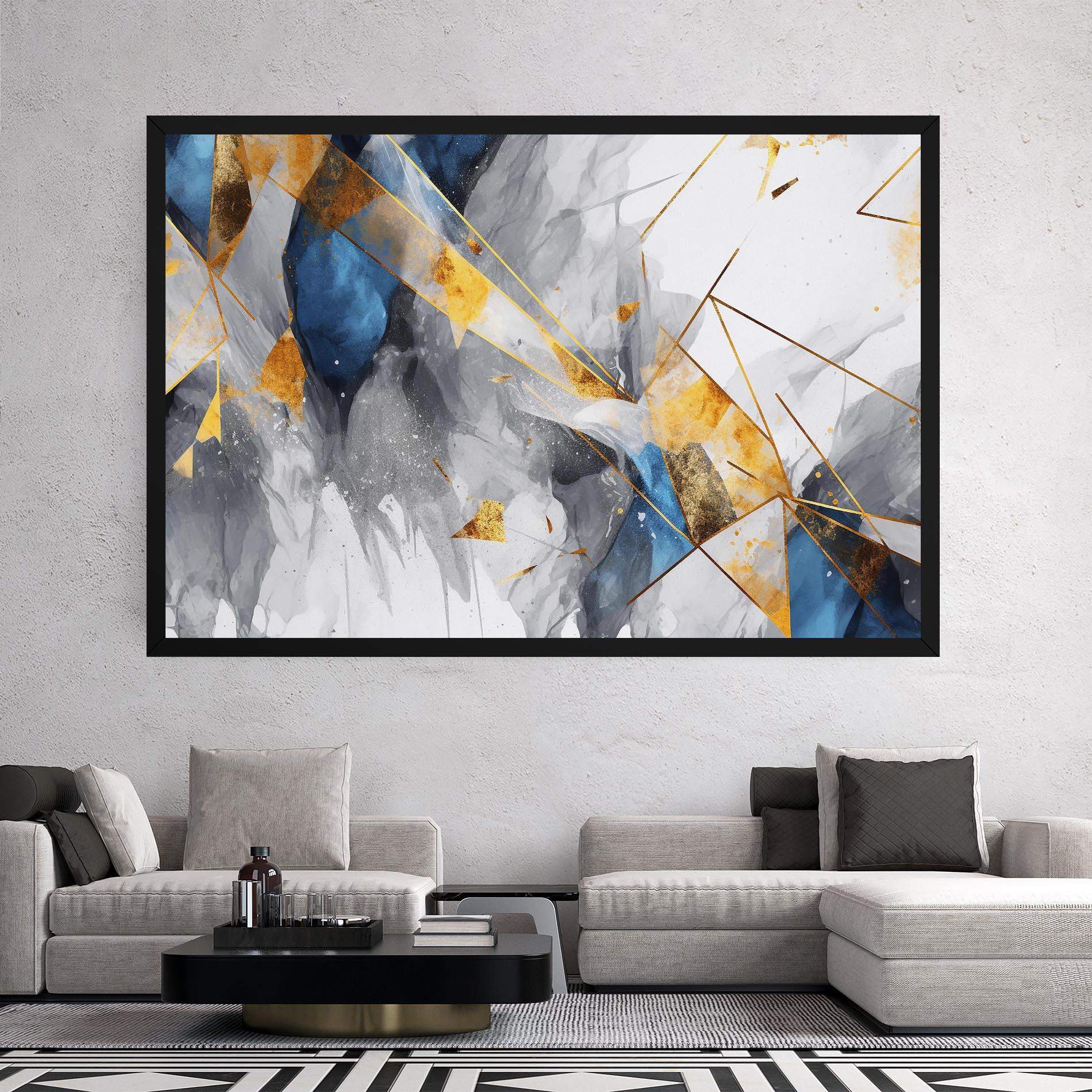 Tablou Canvas Abstract Gold Blue Pattern mockup 2