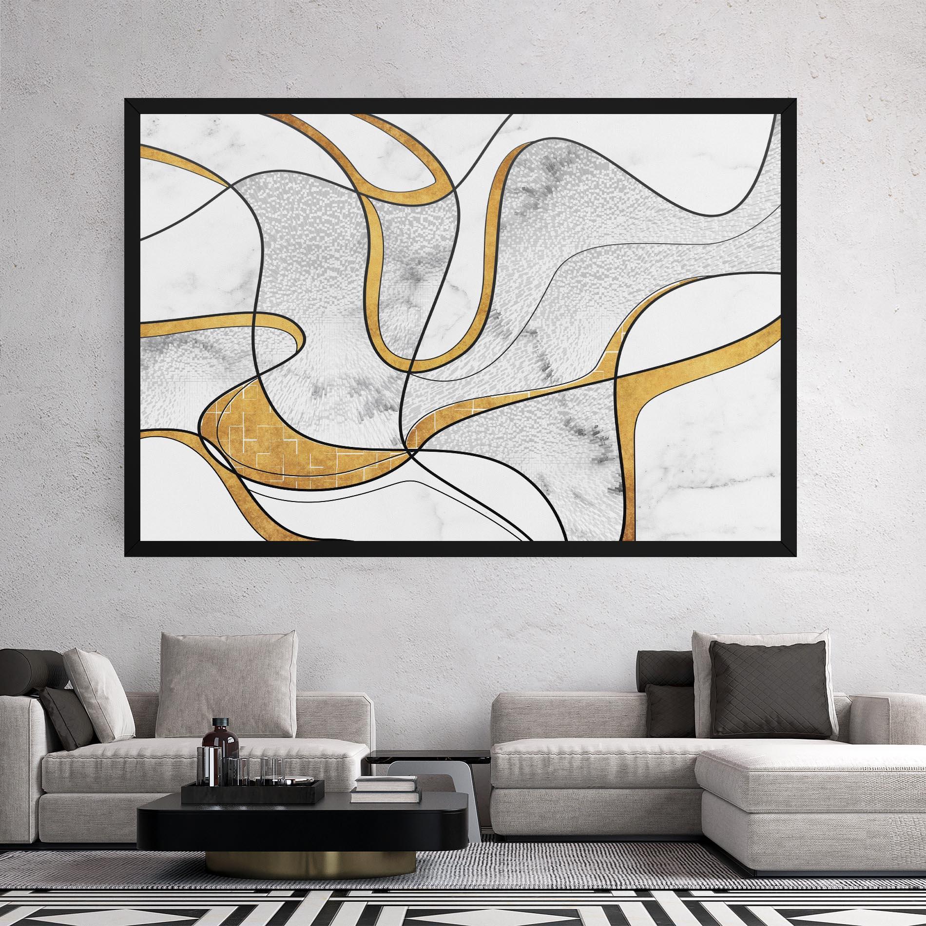 Tablou Canvas Abstract Gold Lines mockup 2