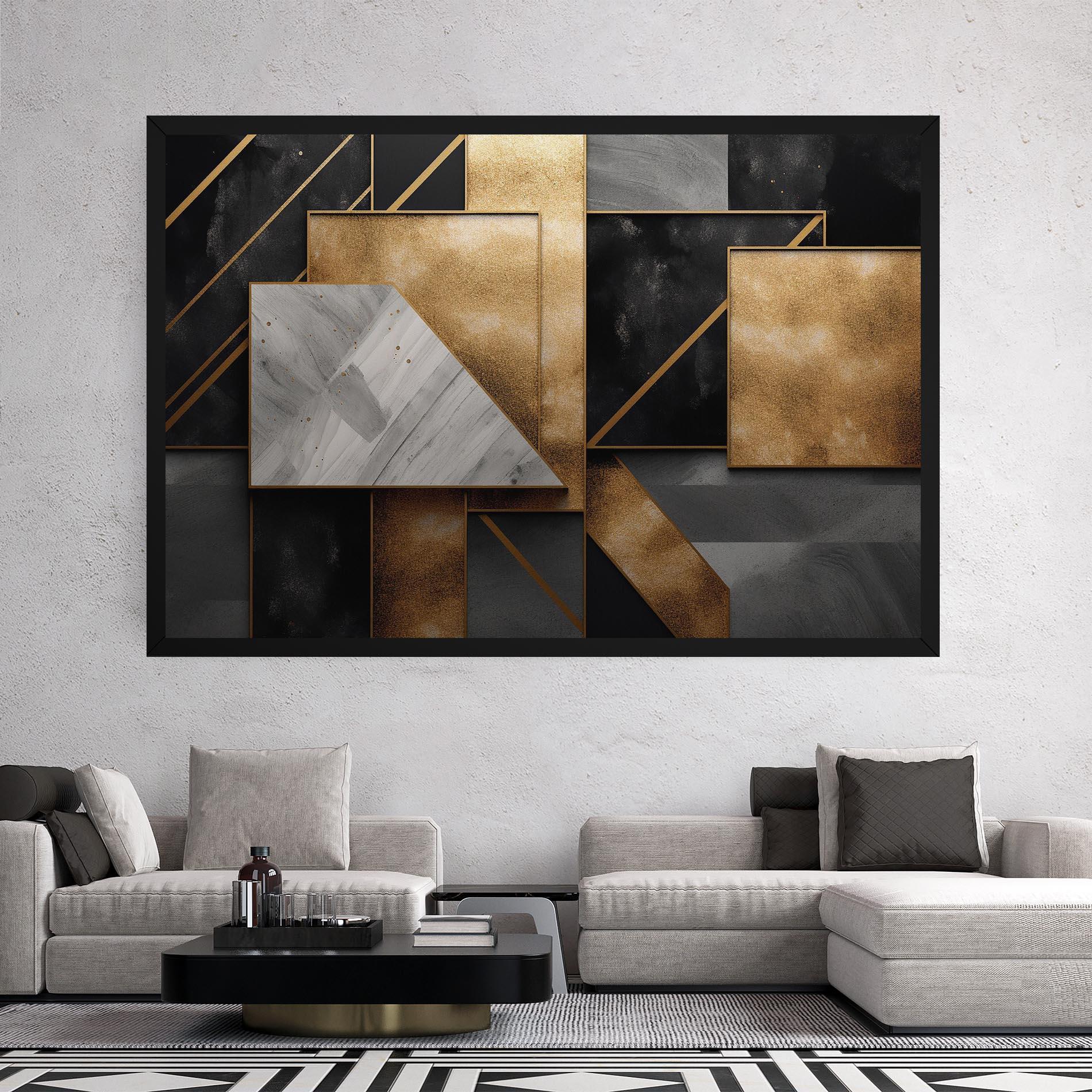 Tablou Canvas Abstract Gold Square mockup 2