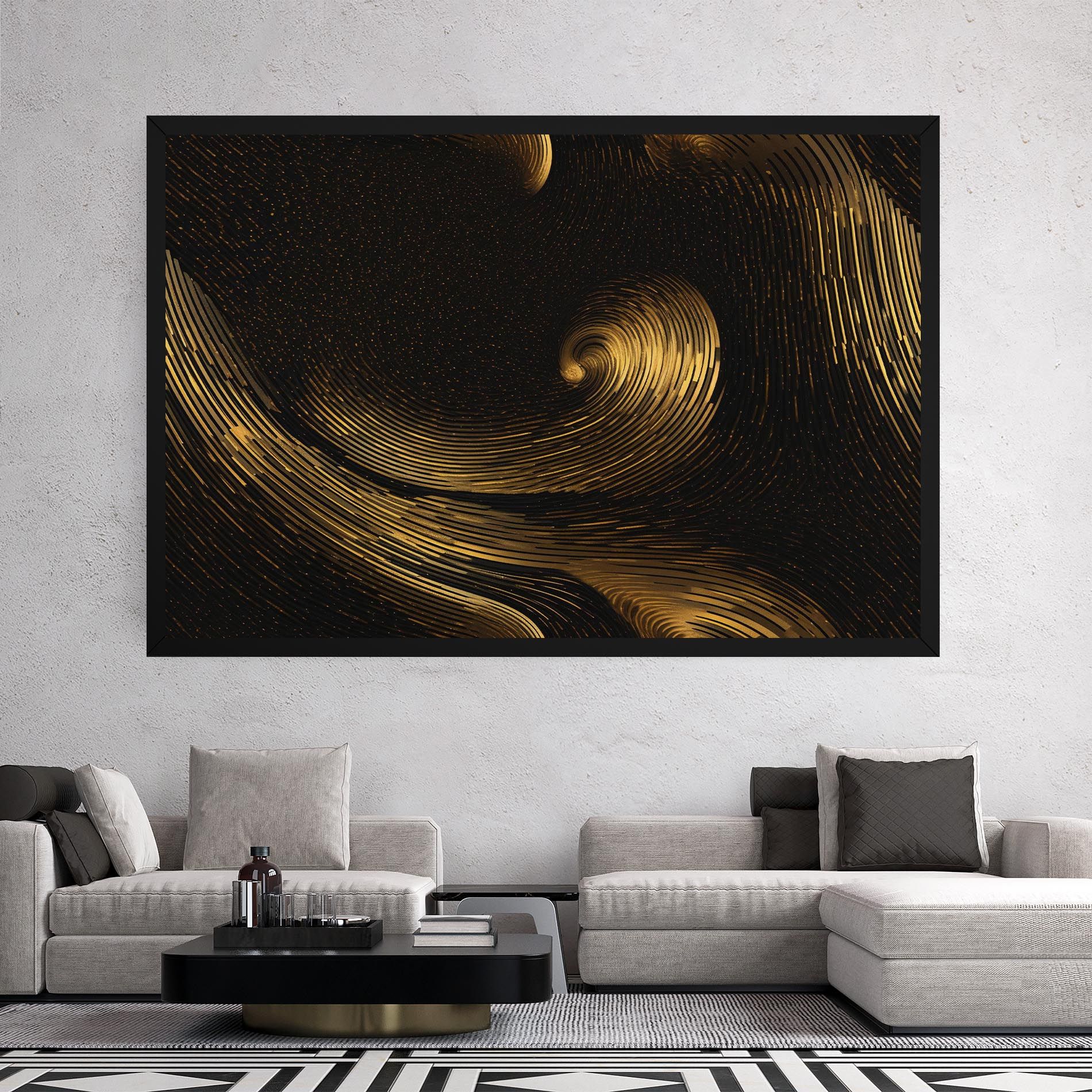 Black Painting With Gold mockup 2