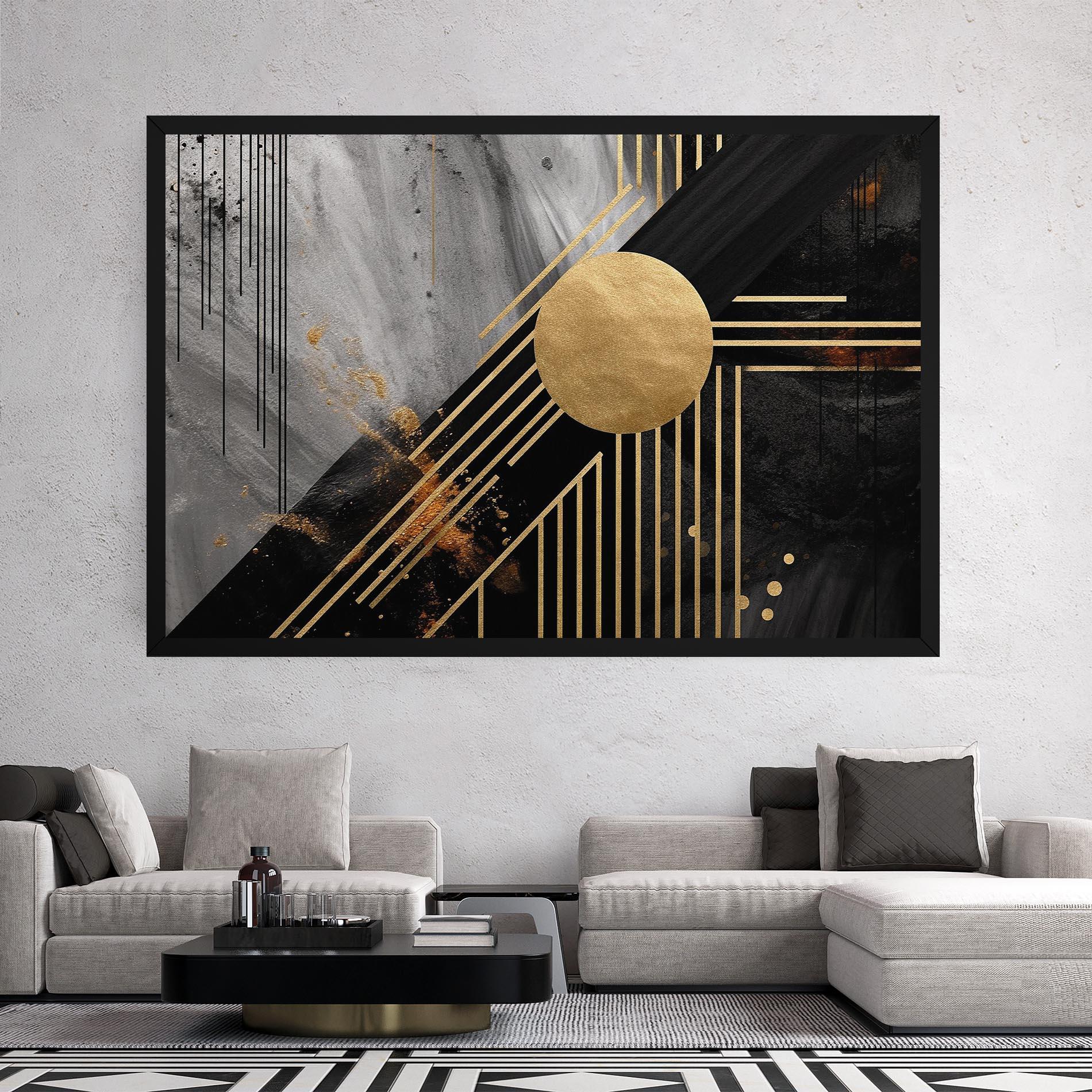 Tablou Canvas Gold Circle With Lines mockup 2