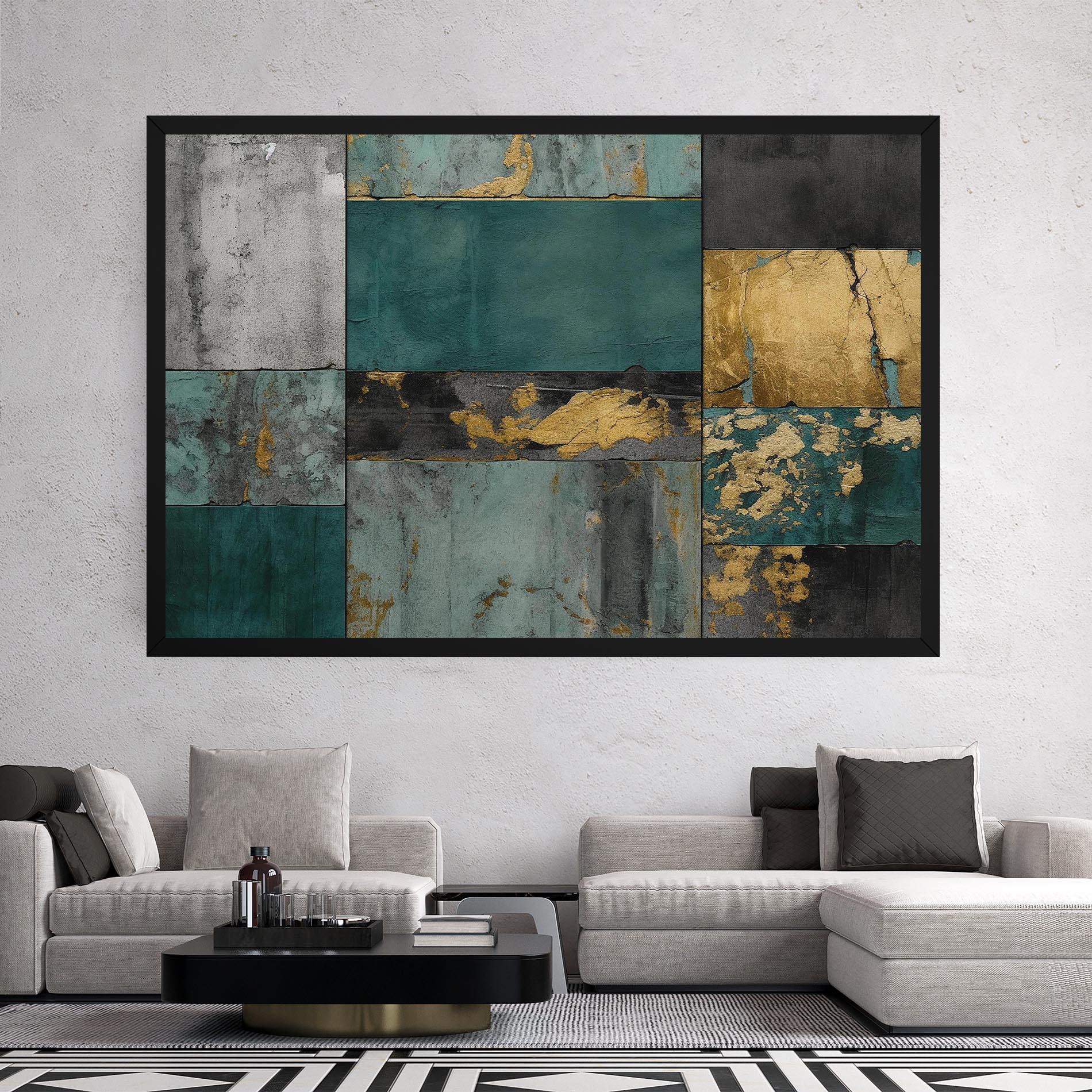 Tablou Canvas Golden Green Painting mockup 2