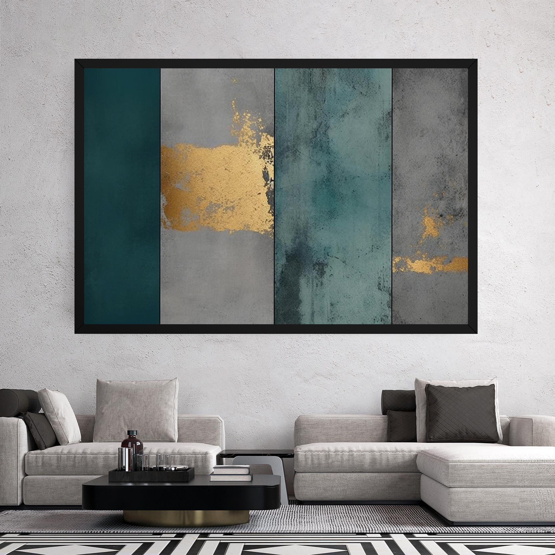 Tablou Canvas Green Colors With Gold mockup 2