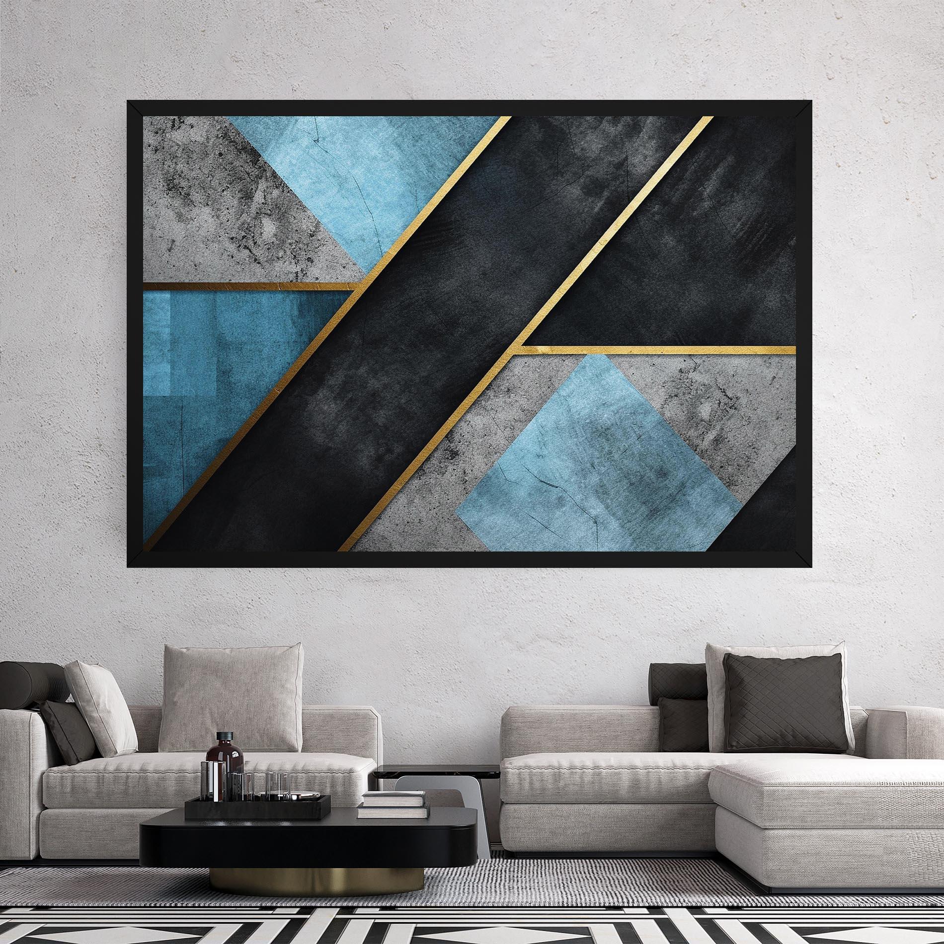 Tablou Canvas Grey With Blue Painting mockup 2