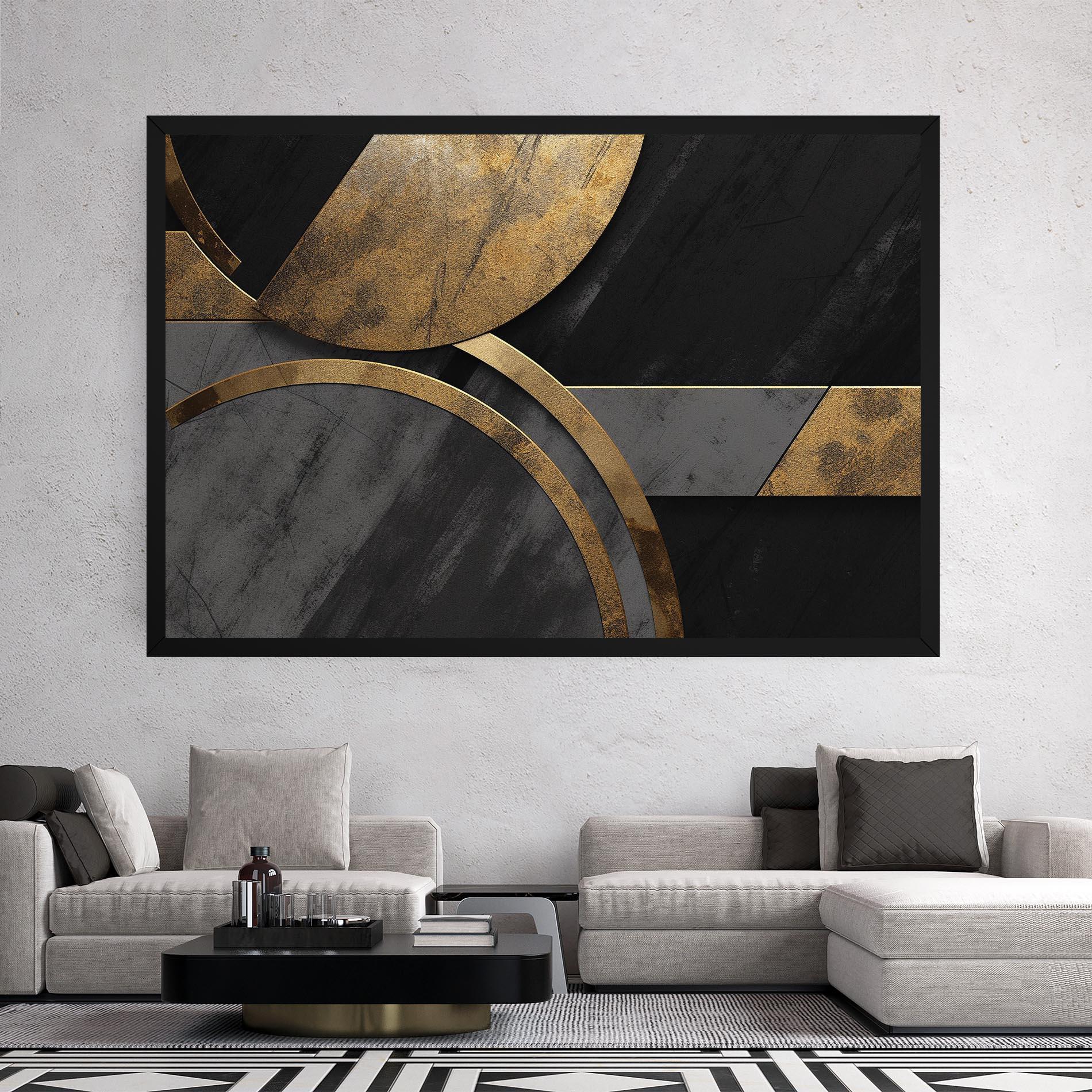 Tablou Canvas Grey With Gold Painting mockup 2