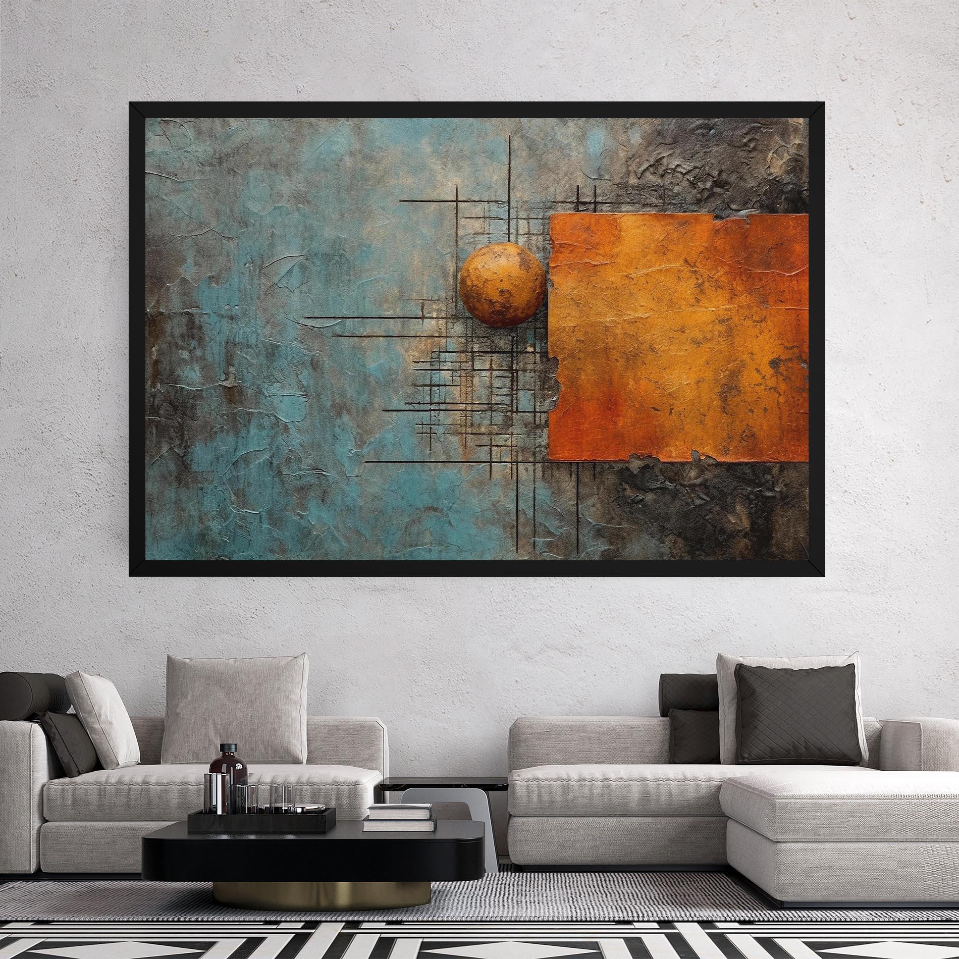 Tablou Canvas Orange Square Painting mockup 2