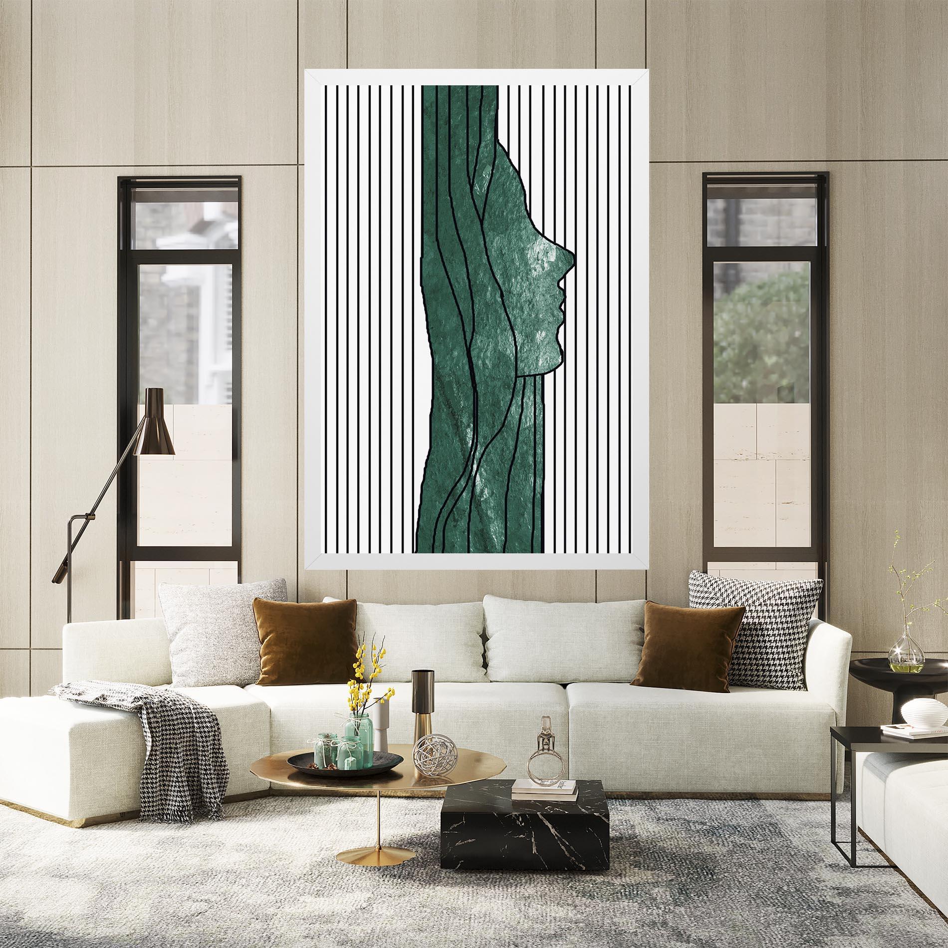 Tablou Canvas Abstract Green Face mockup 2