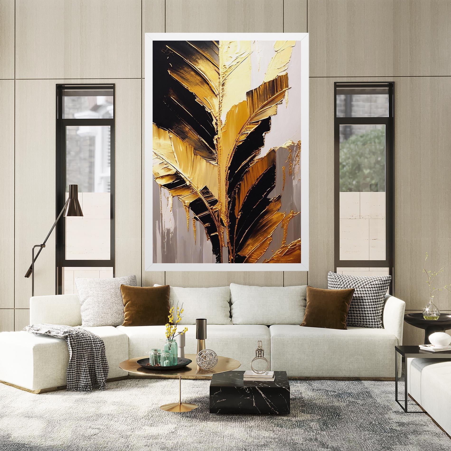 Tablou Canvas Balck With Gold Leafs mockup 2