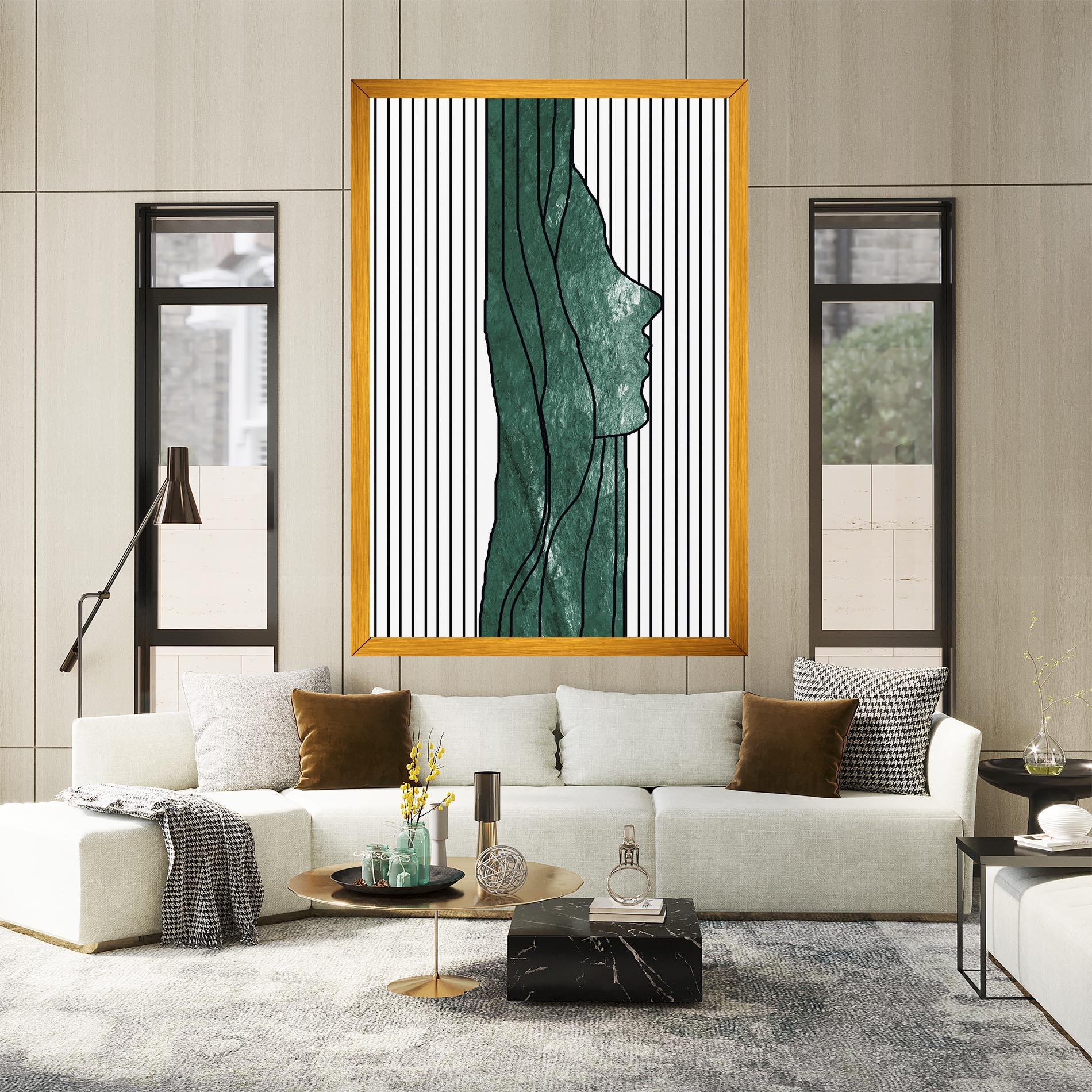 Tablou Canvas Abstract Green Face mockup 2