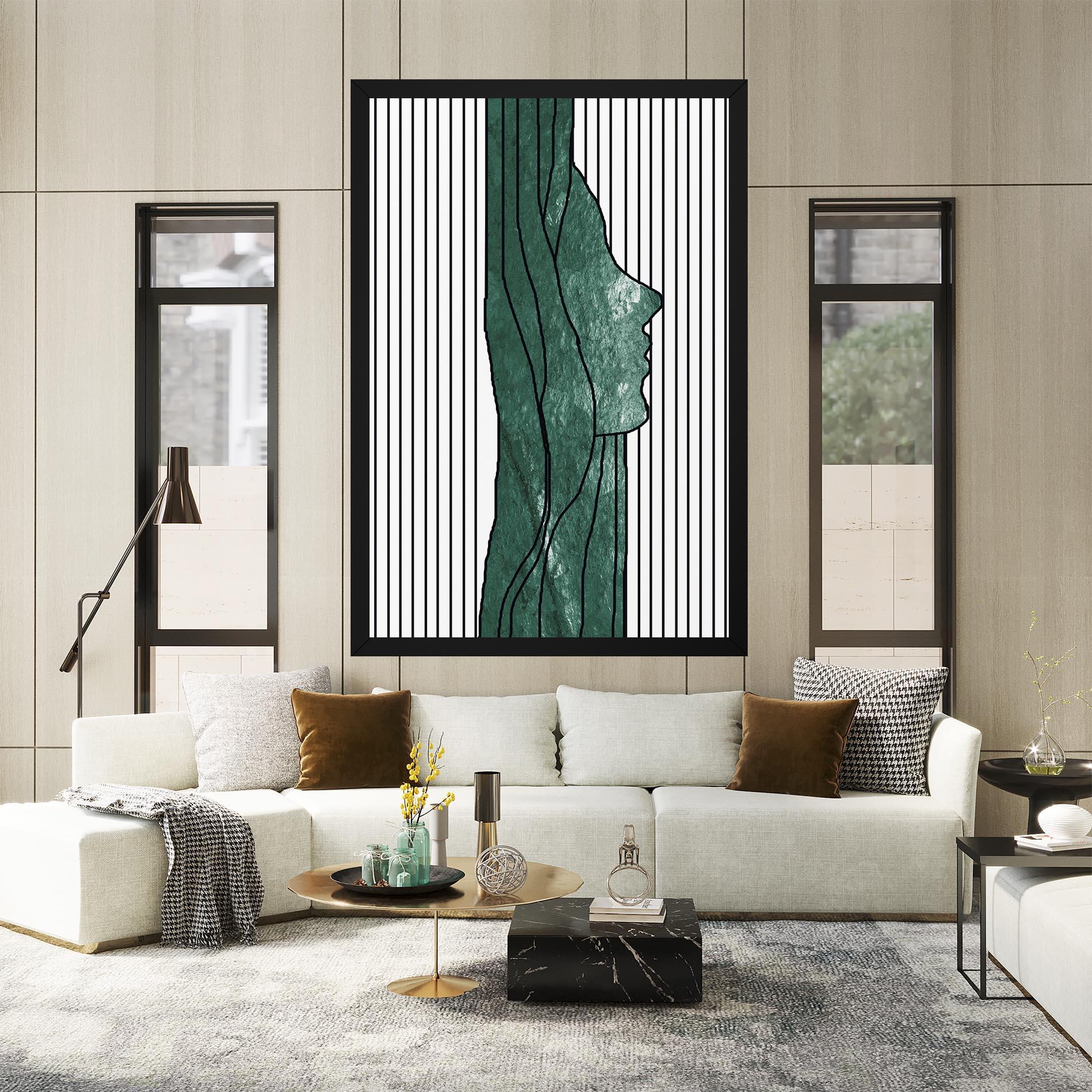 Tablou Canvas Abstract Green Face mockup 2