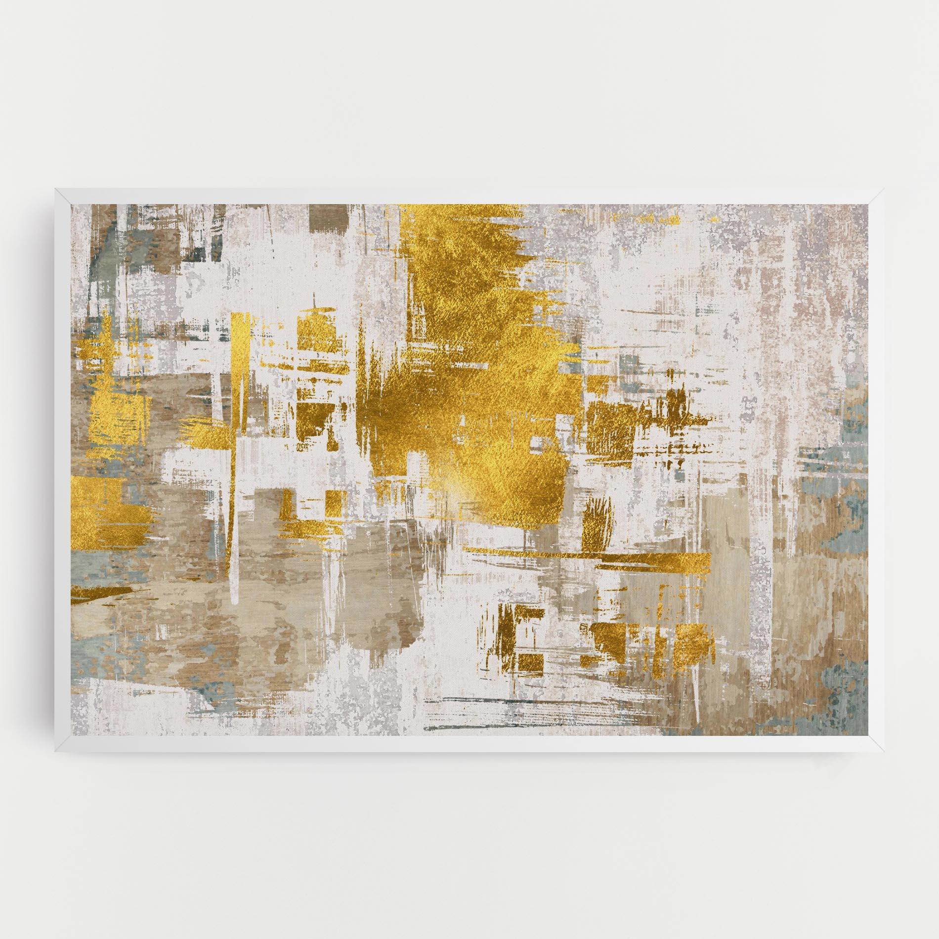 Tablou Canvas Gold And White Brush mockup 0