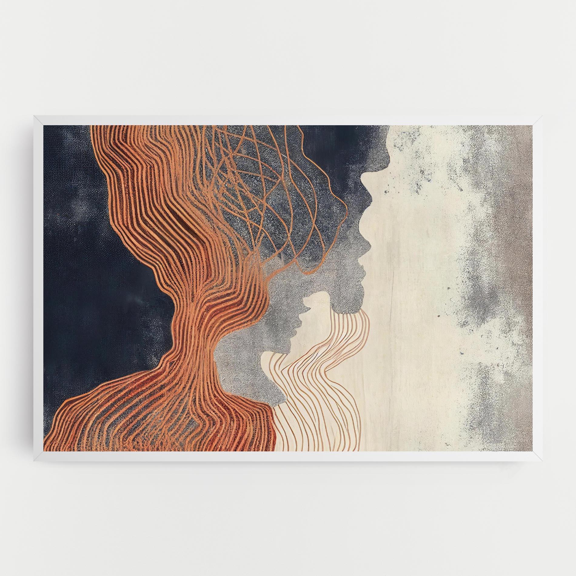 Tablou Canvas Orange Lines On Blue mockup 0