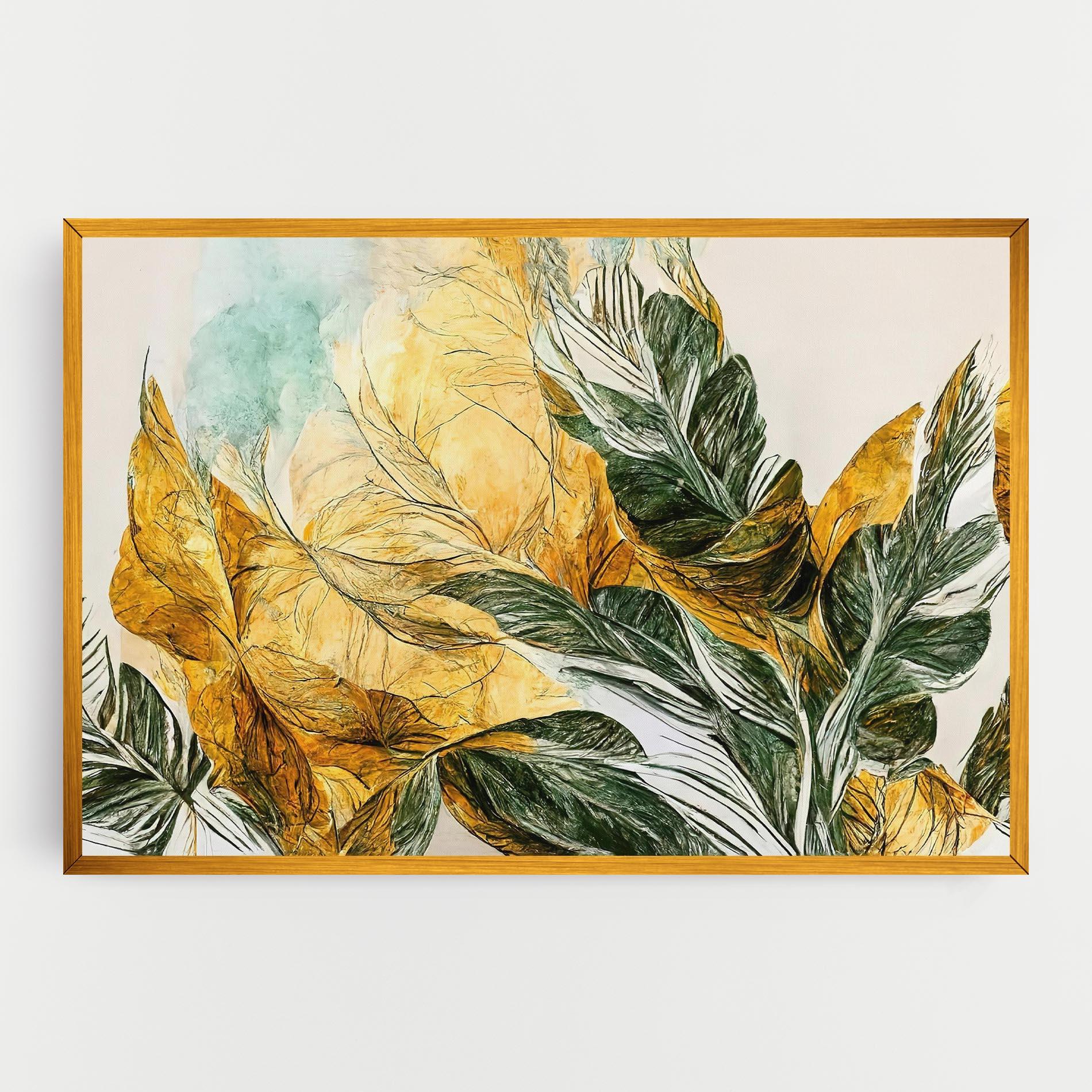 Tablou Canvas Gold And Green Leafes mockup 0