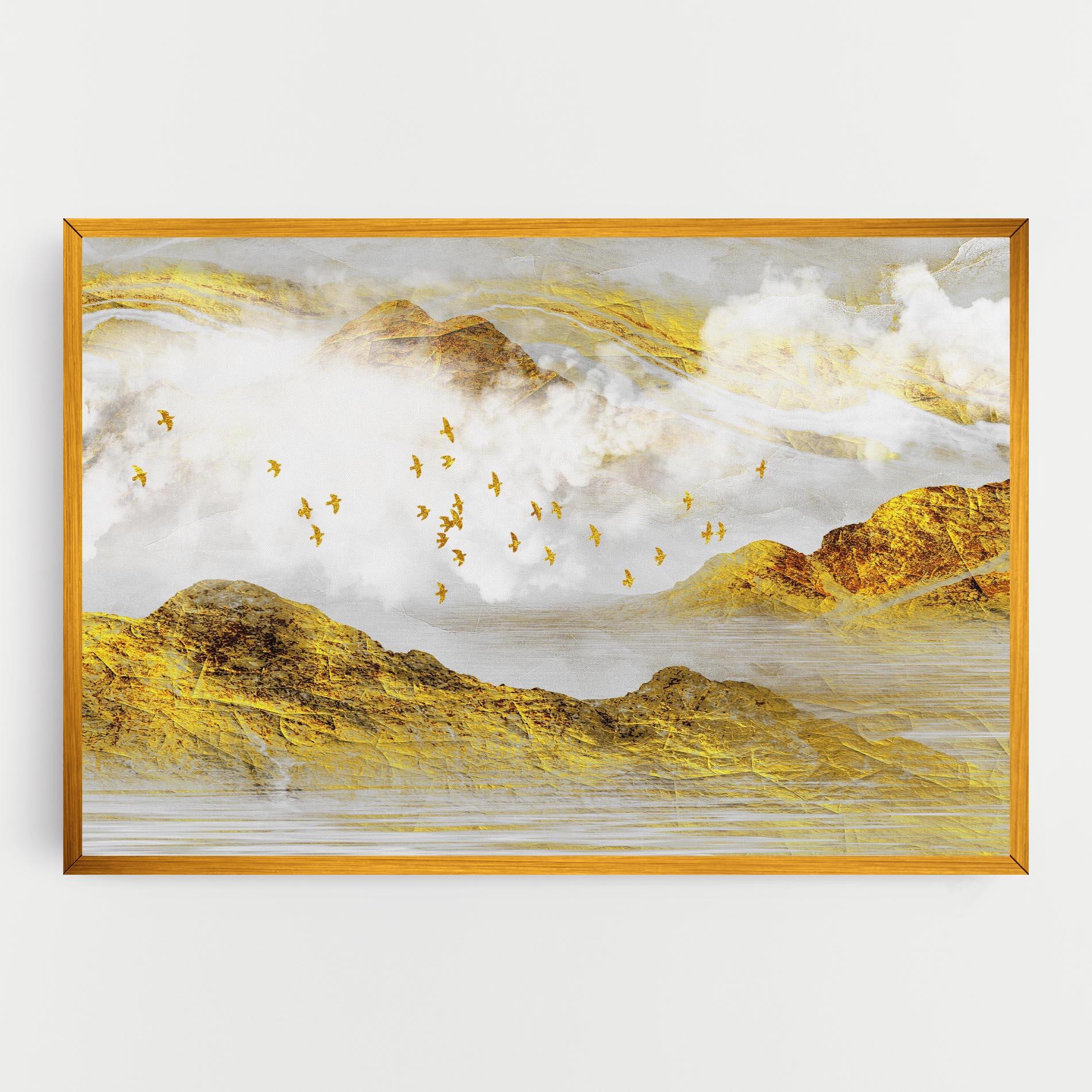 Tablou Canvas Gold Mountains Abstract mockup 0