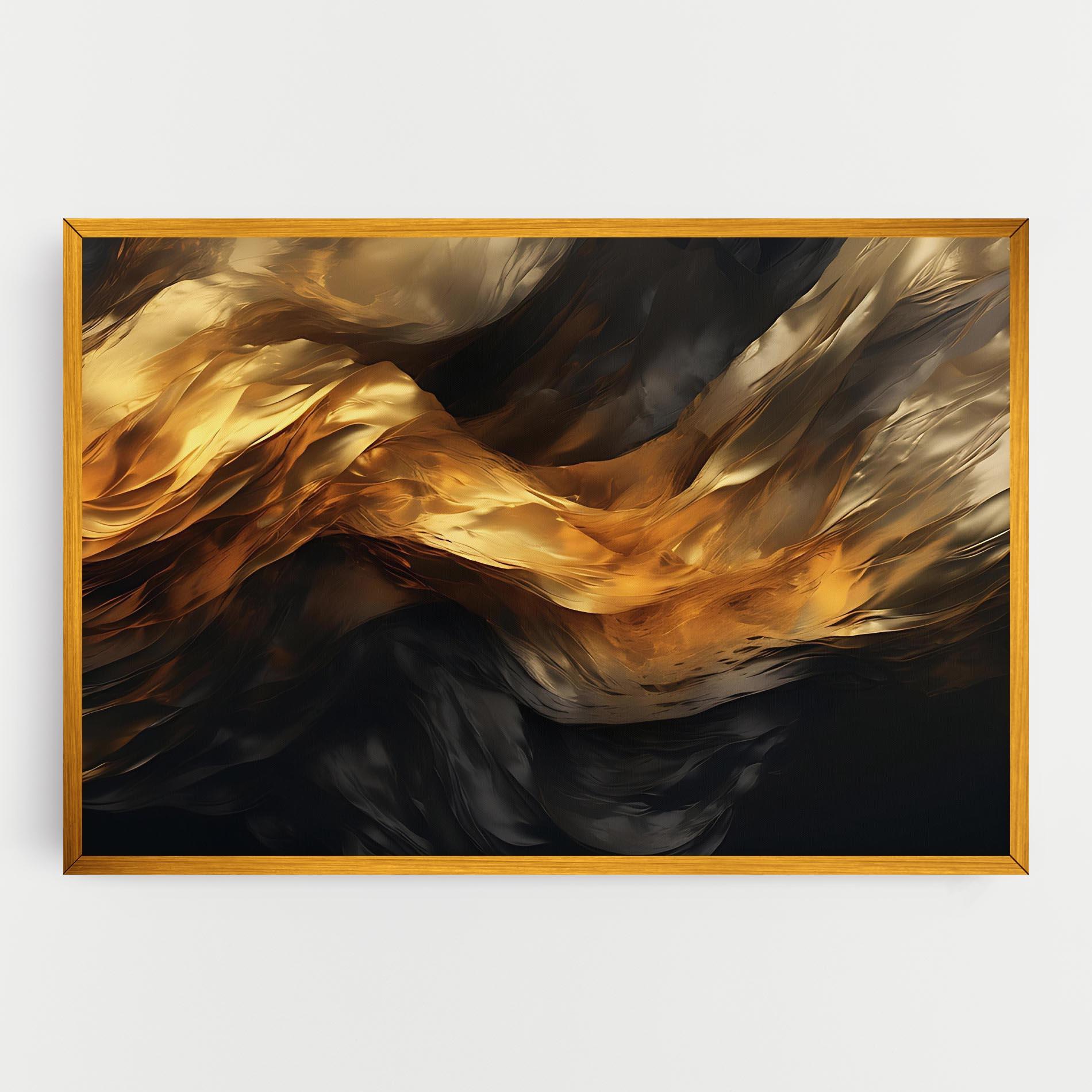 Tablou Canvas Golden Waves With Black mockup 0