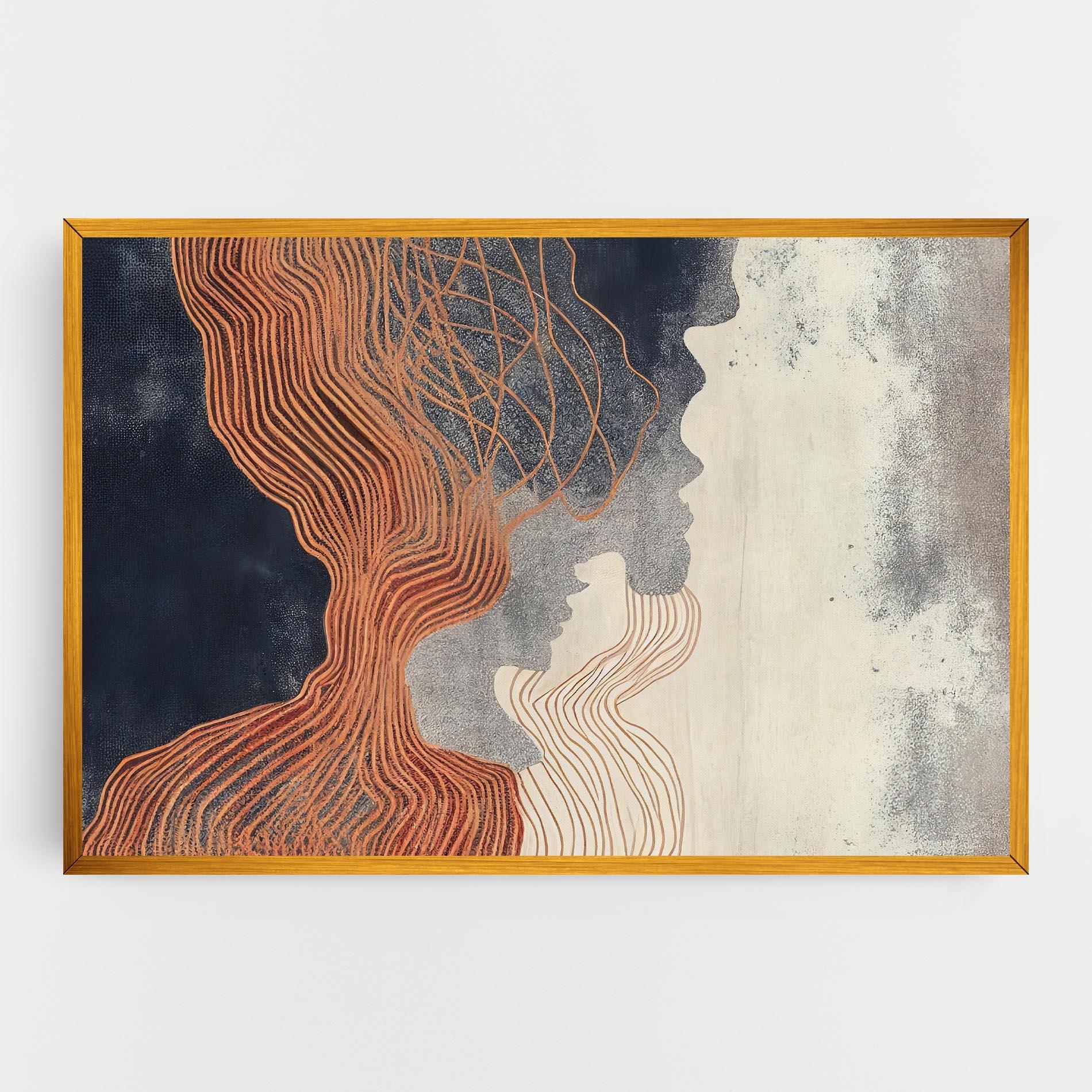 Tablou Canvas Orange Lines On Blue mockup 0