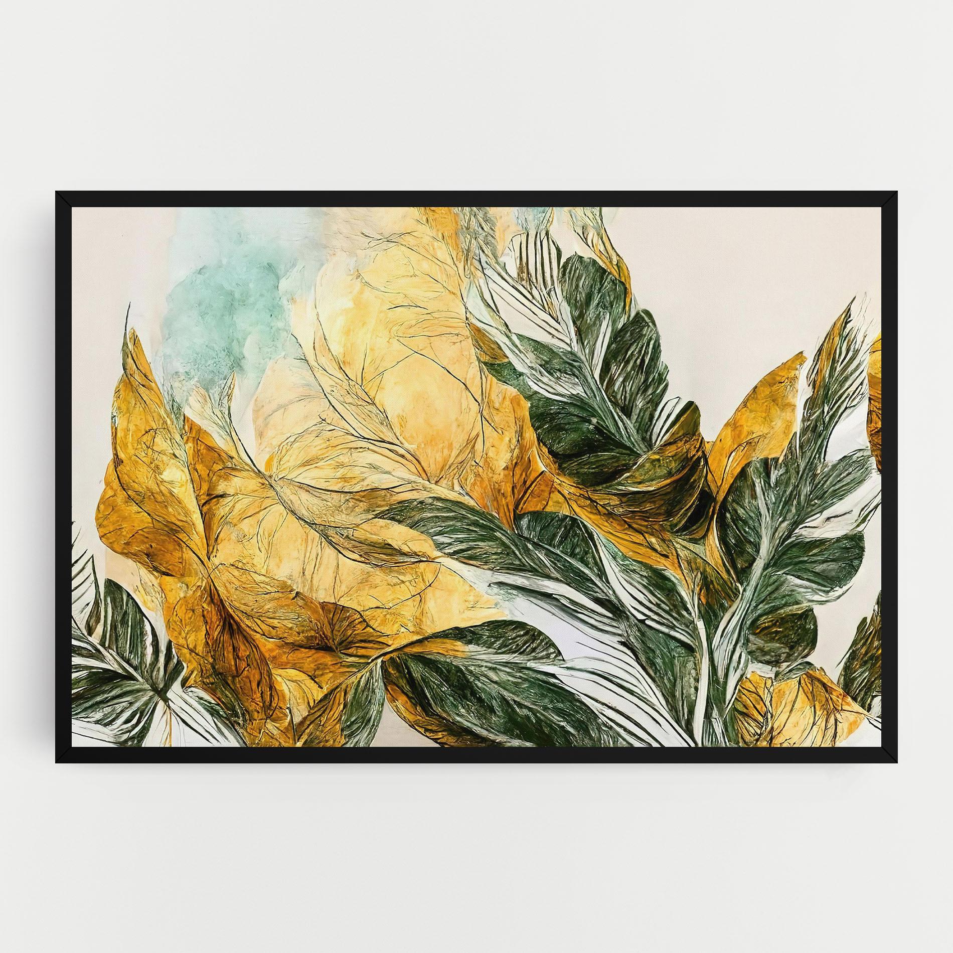 Tablou Canvas Gold And Green Leafes mockup 0