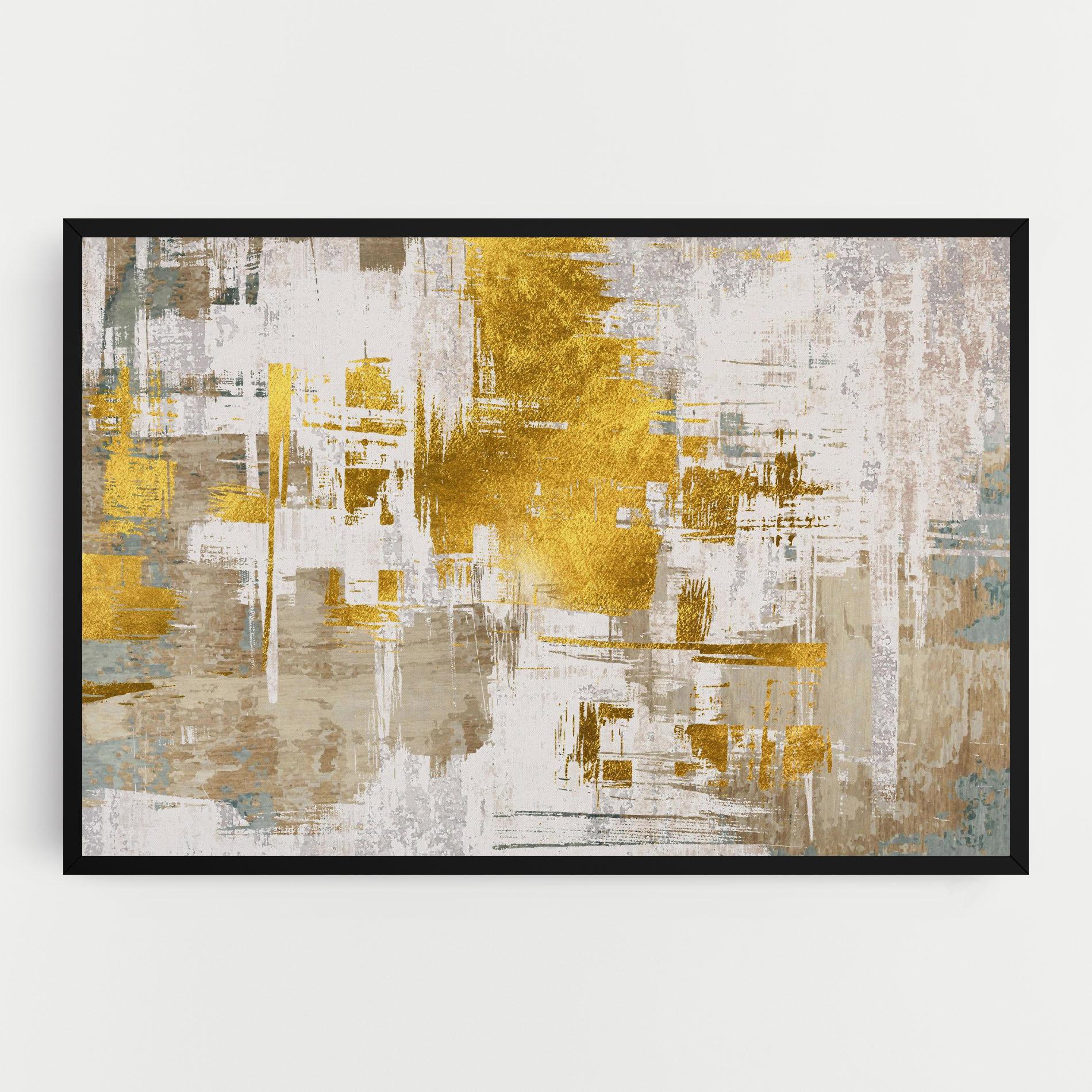 Tablou Canvas Gold And White Brush mockup 0