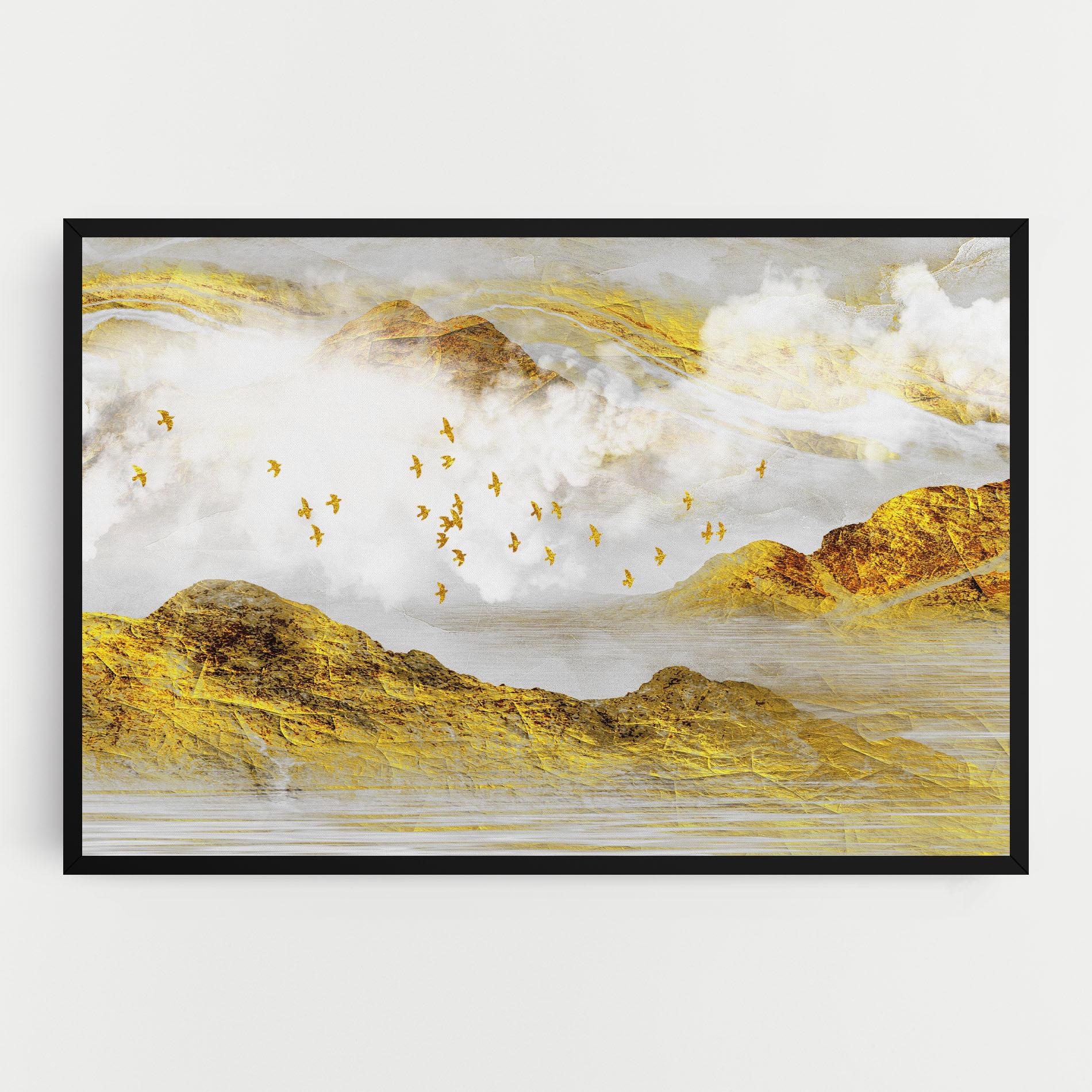 Tablou Canvas Gold Mountains Abstract mockup 0