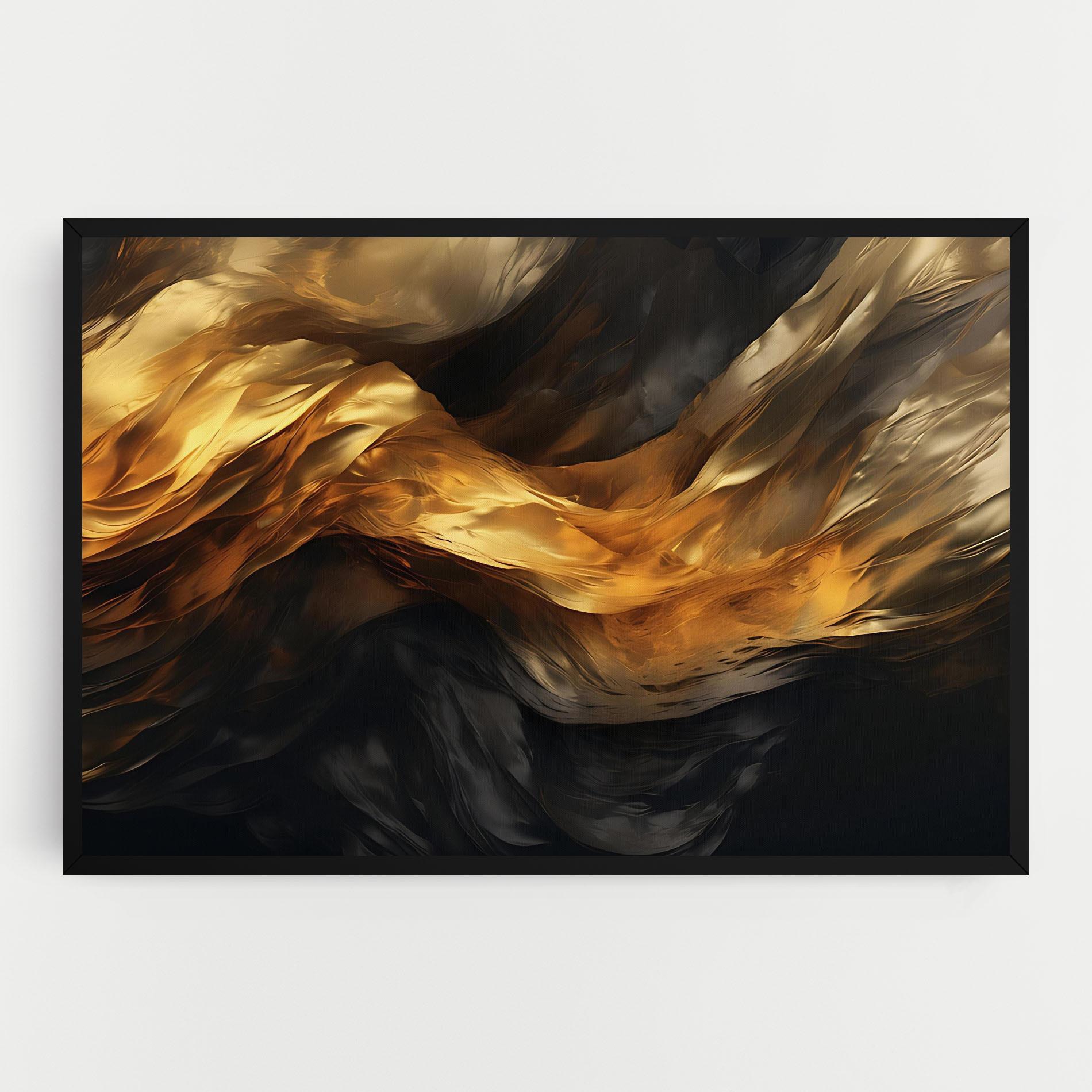 Tablou Canvas Golden Waves With Black mockup 0