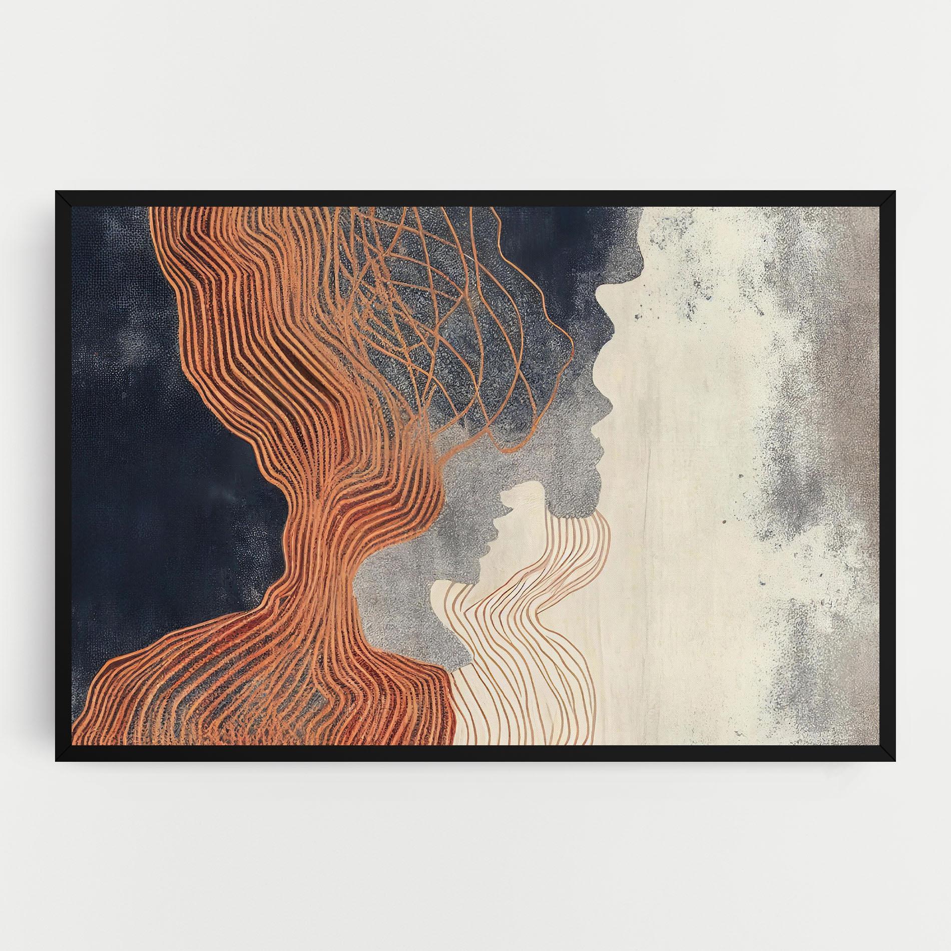Tablou Canvas Orange Lines On Blue mockup 0