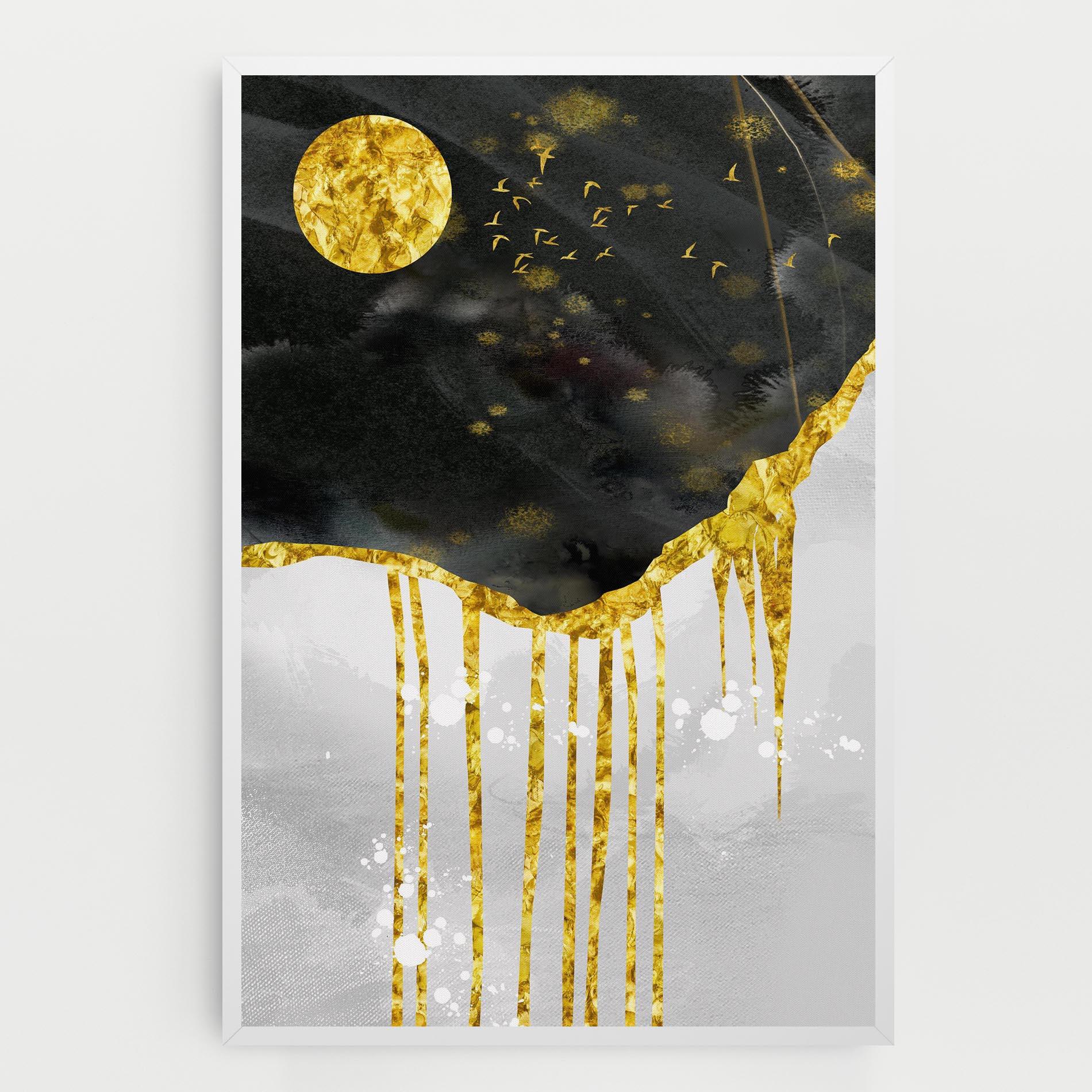 Tablou Canvas Gold Moon And Birds mockup 0