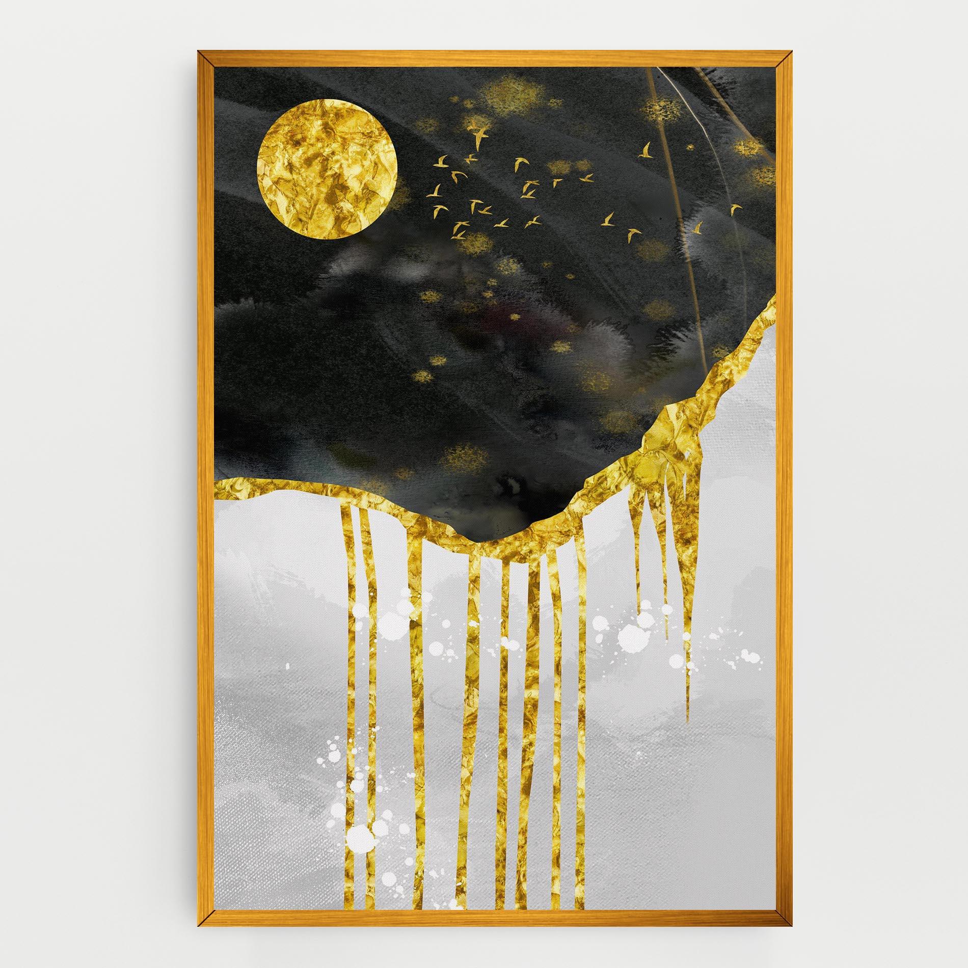 Tablou Canvas Gold Moon And Birds mockup 0