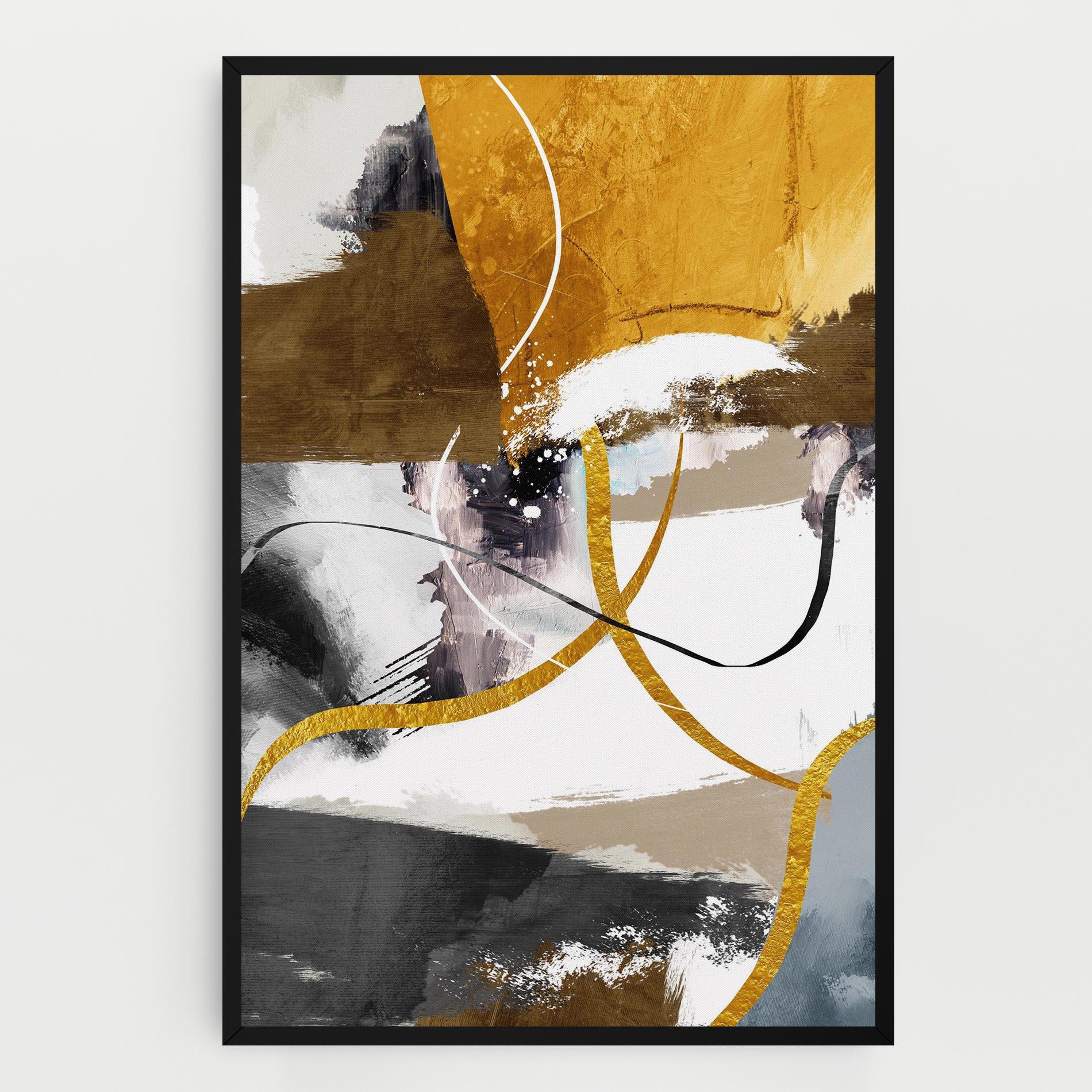 Tablou Canvas Chaotic Golden Painting mockup 0