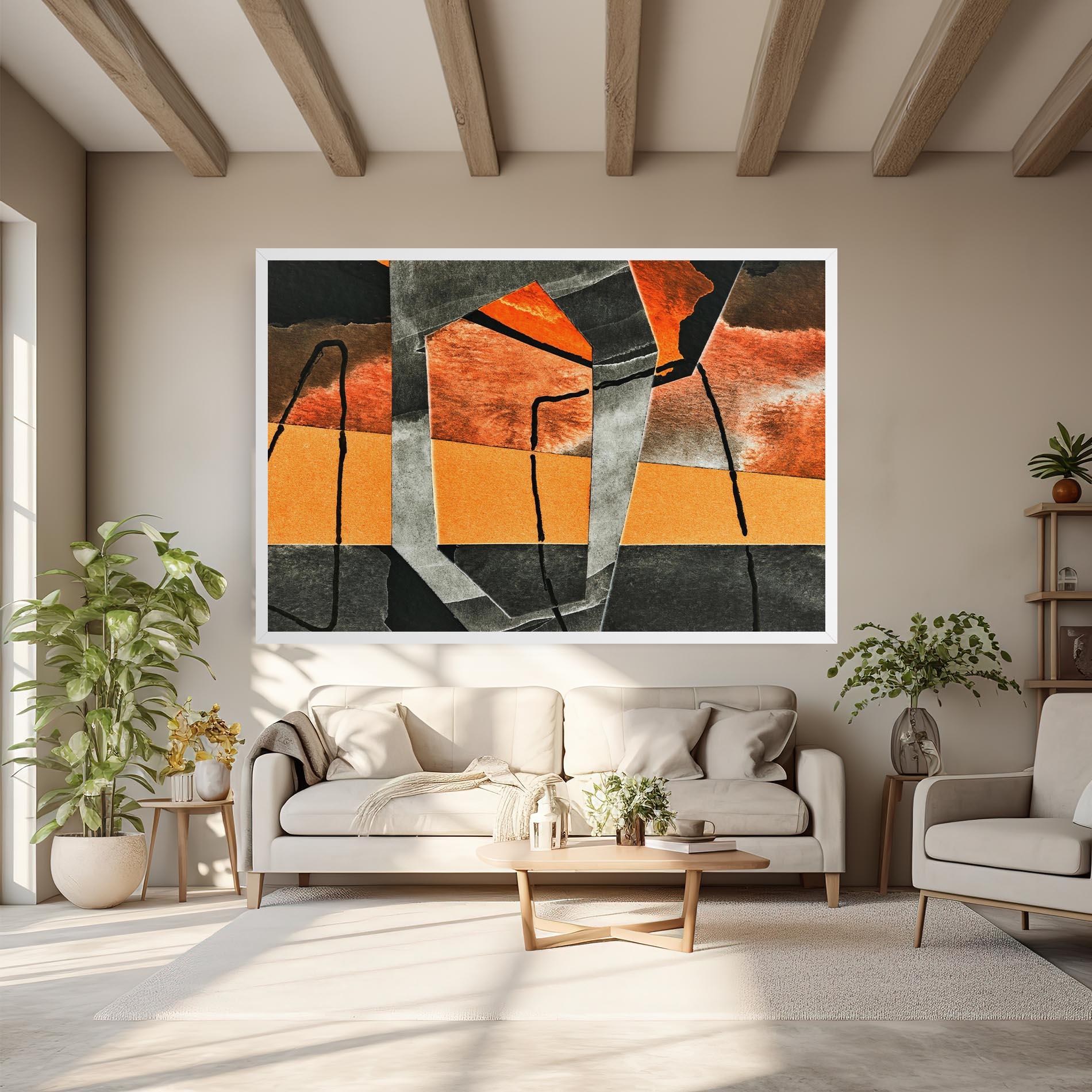 Tablou Canvas Abstract Grey Orange mockup 6