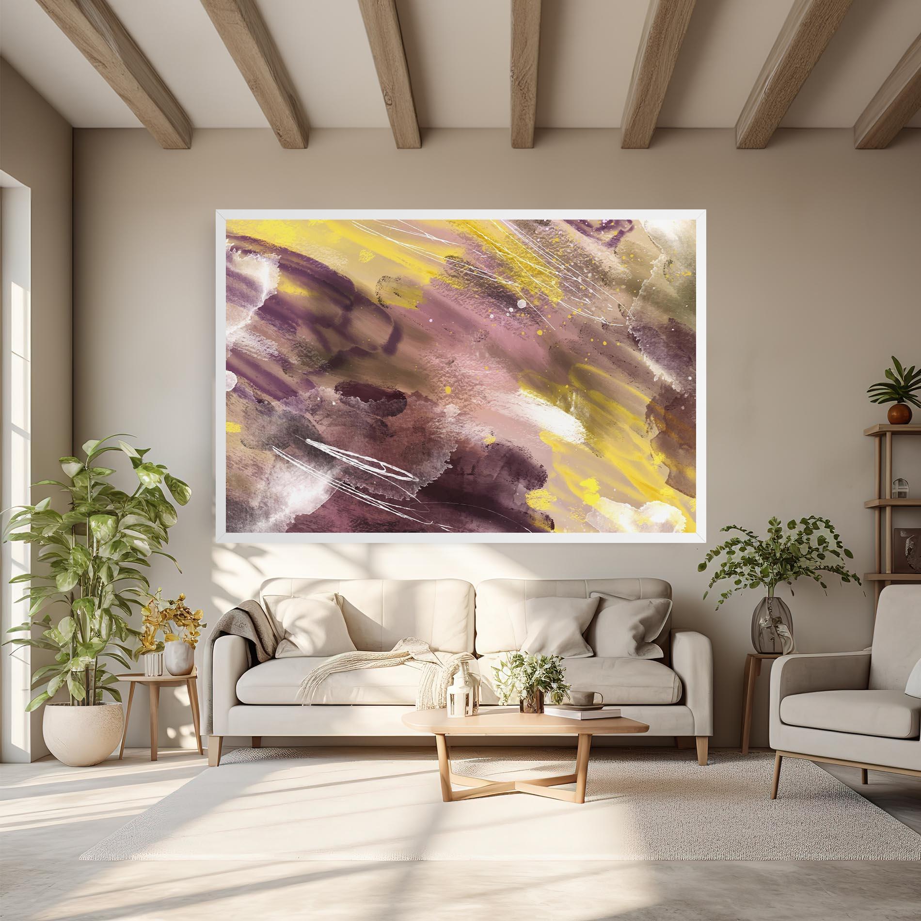 Tablou Canvas Abstract Purple Yellow Art mockup 6