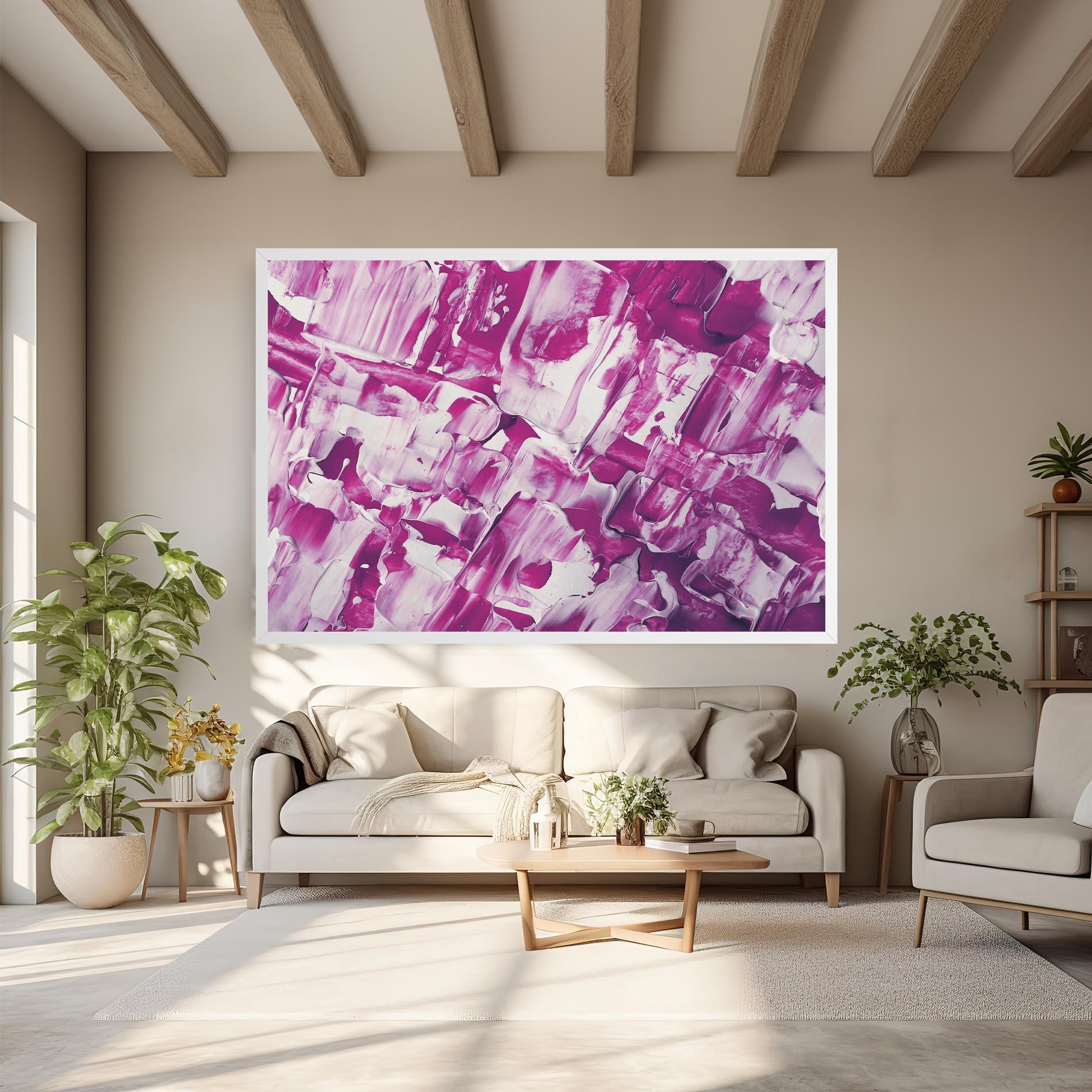 Tablou Canvas Abstract White And Pink mockup 6