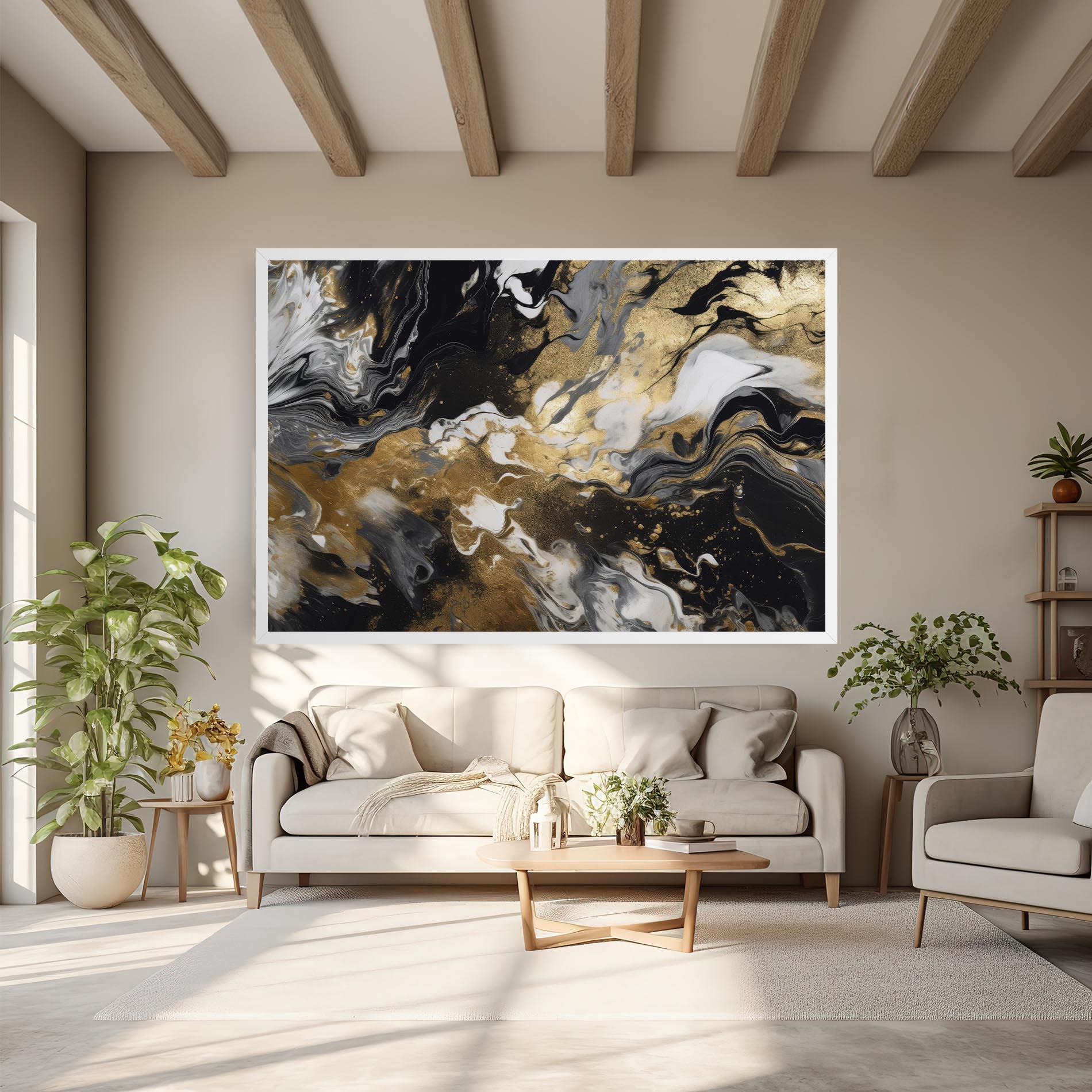 Tablou Canvas Gold Acrylic Fluid mockup 6