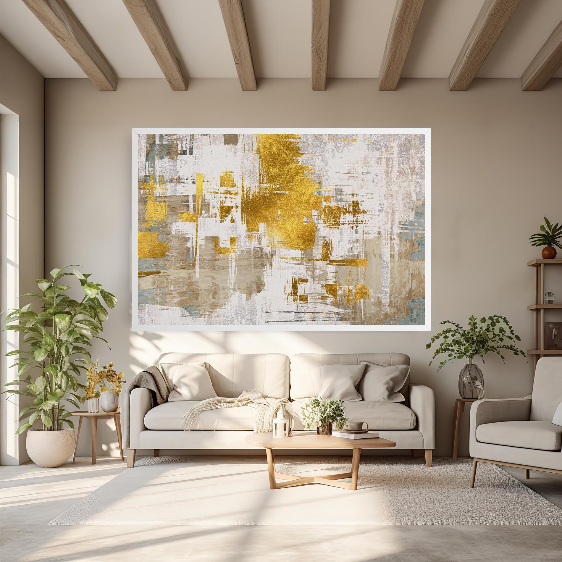 Tablou Canvas Gold And White Brush mockup 6