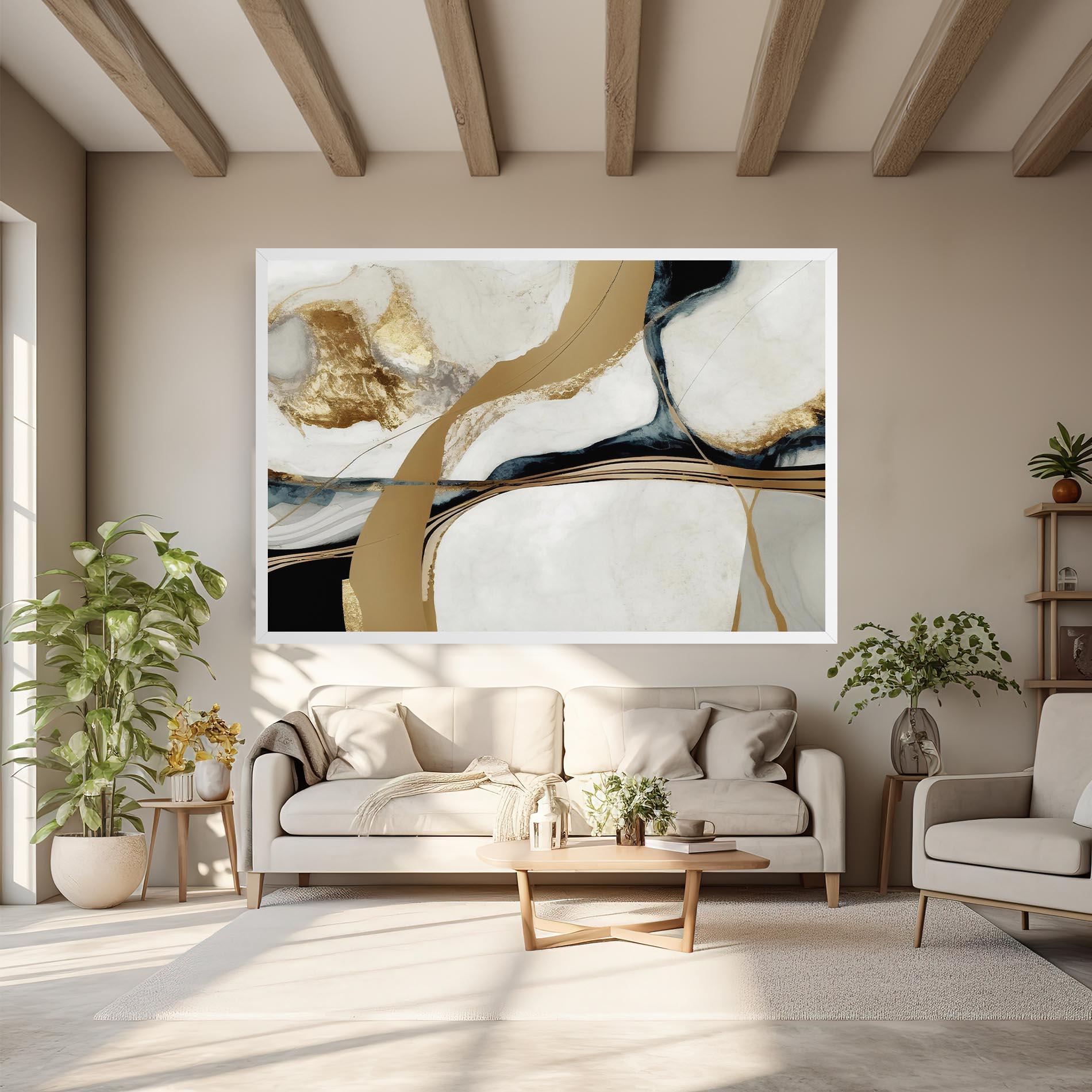 Tablou Canvas Golden Blue Marble mockup 6