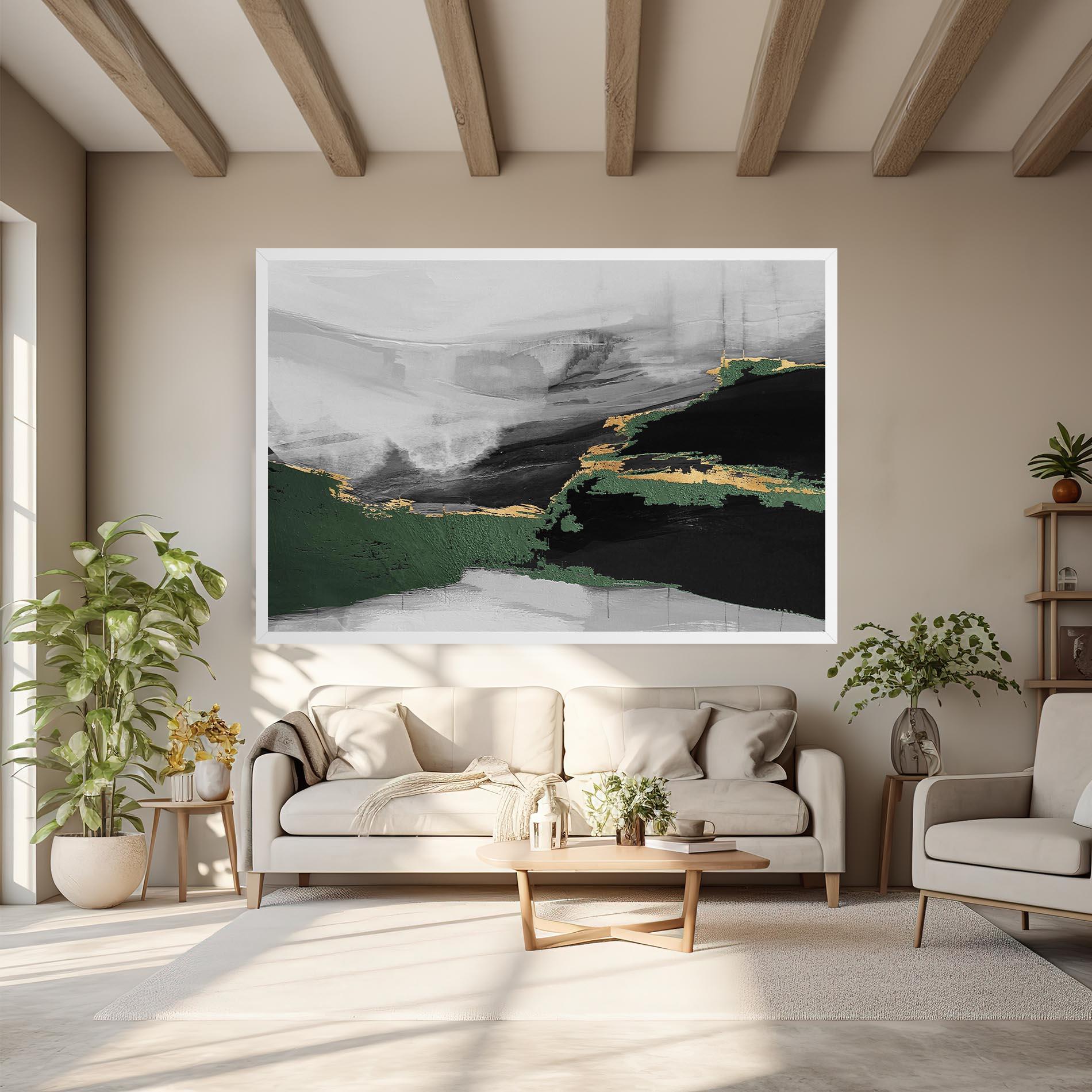 Tablou Canvas Grey With Green Painting mockup 6