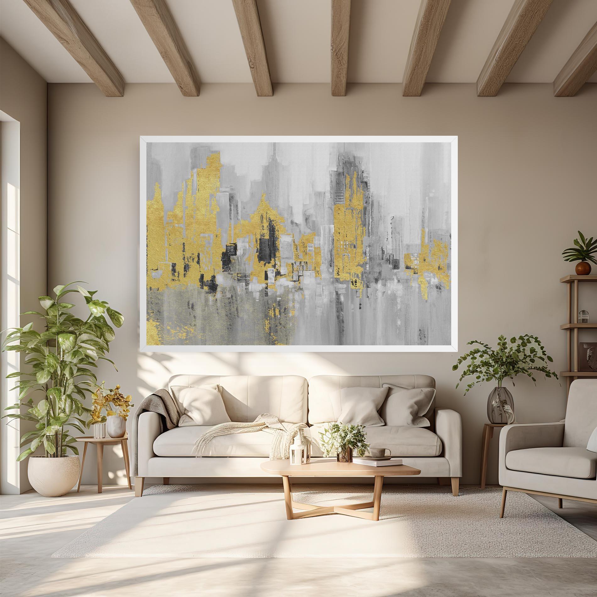 Tablou Canvas Light Grey With Gold mockup 6