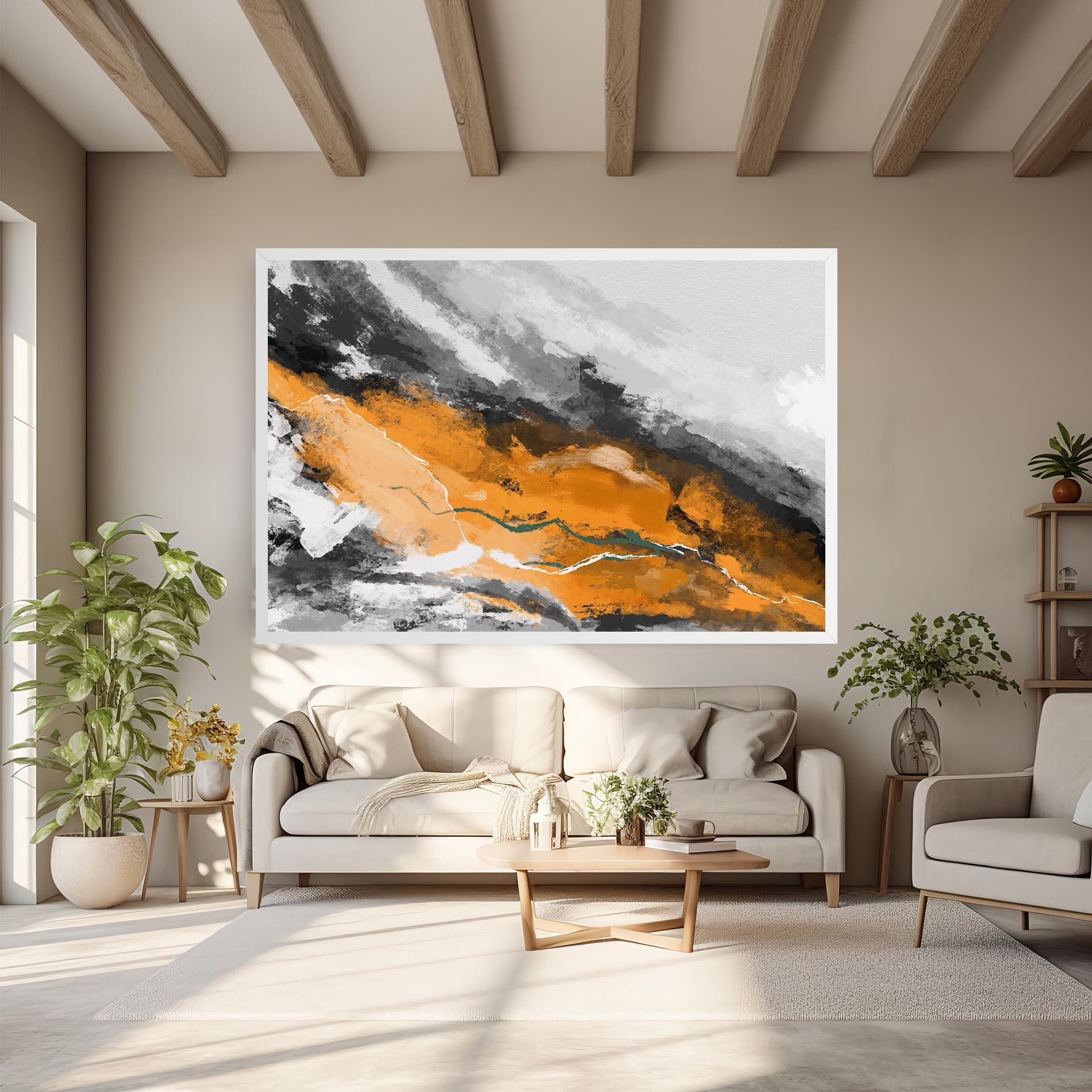 Tablou Canvas Orange Painting River mockup 6