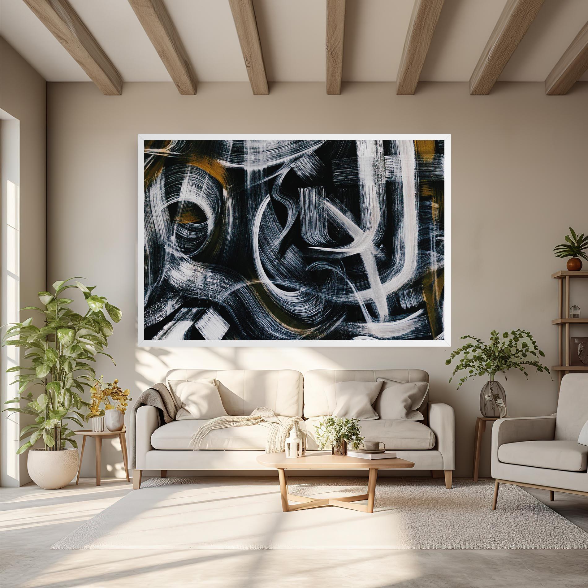 Tablou Canvas White Brush Lines mockup 6