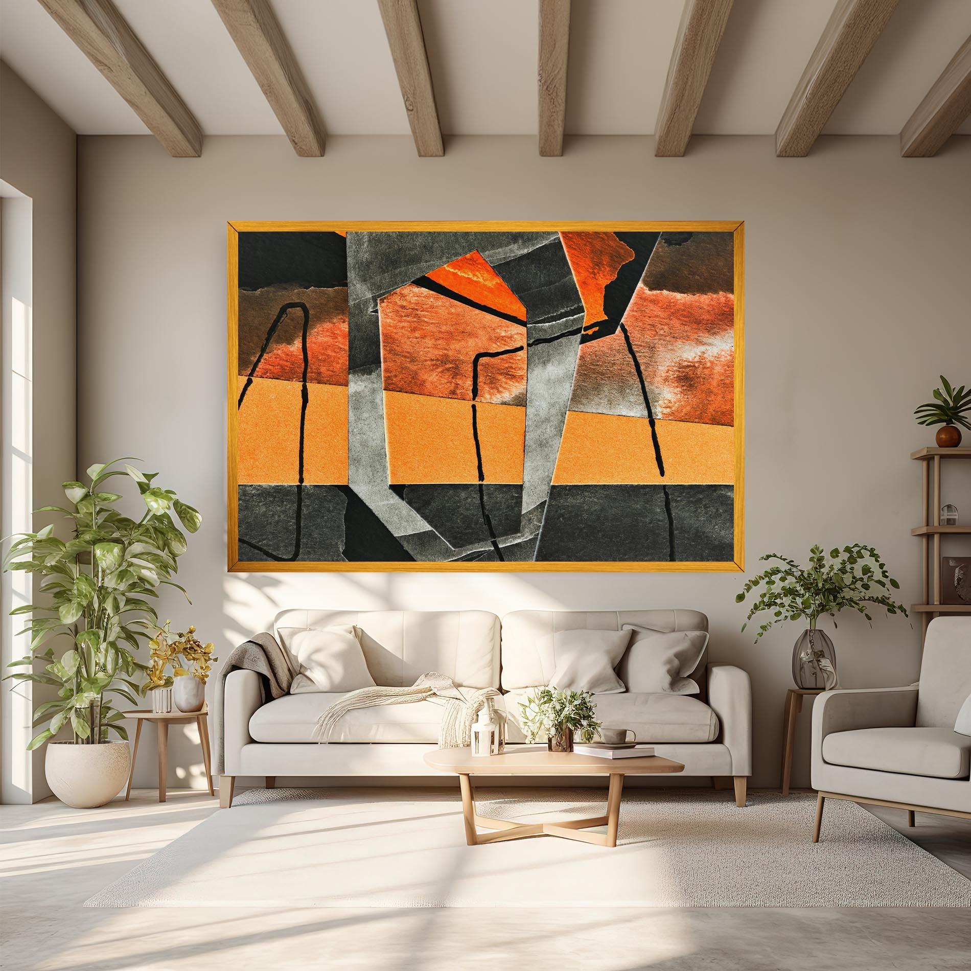 Tablou Canvas Abstract Grey Orange mockup 6