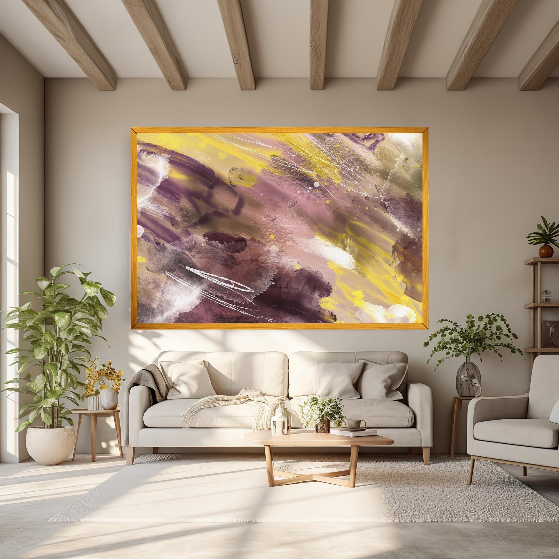 Tablou Canvas Abstract Purple Yellow Art mockup 6