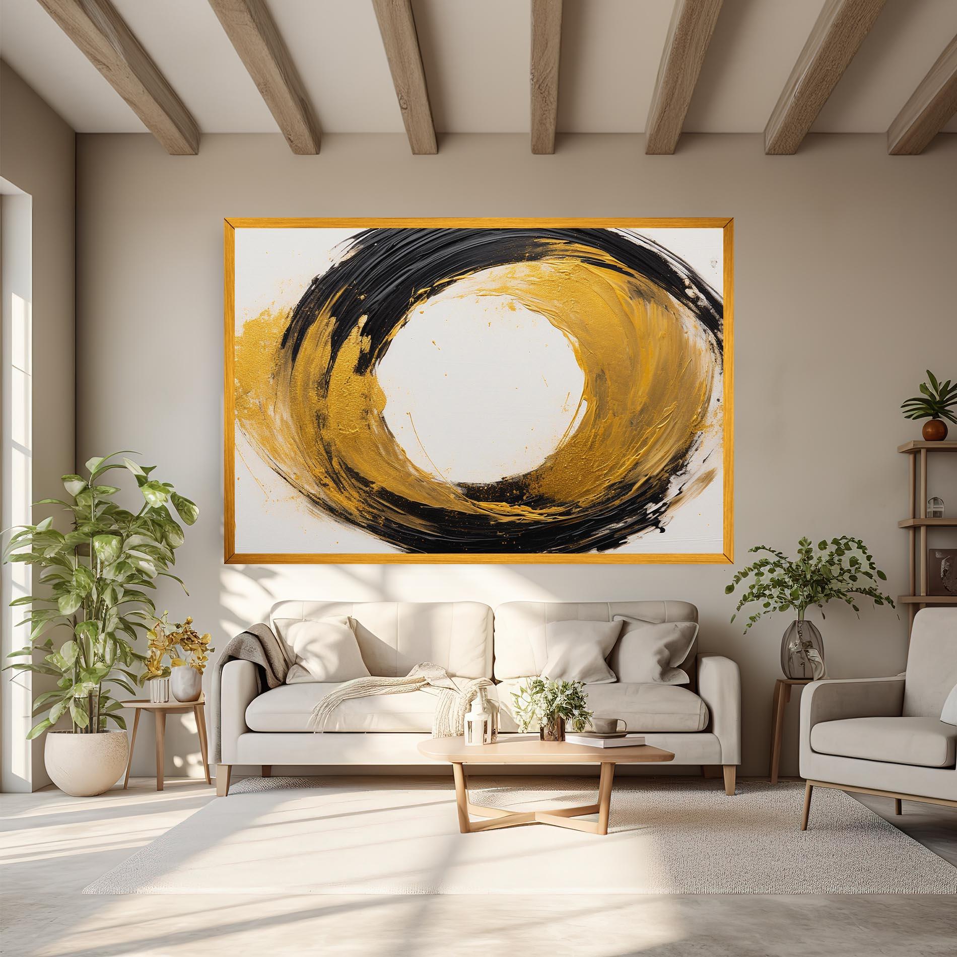 Tablou Canvas Circle From Gold And Black mockup 6