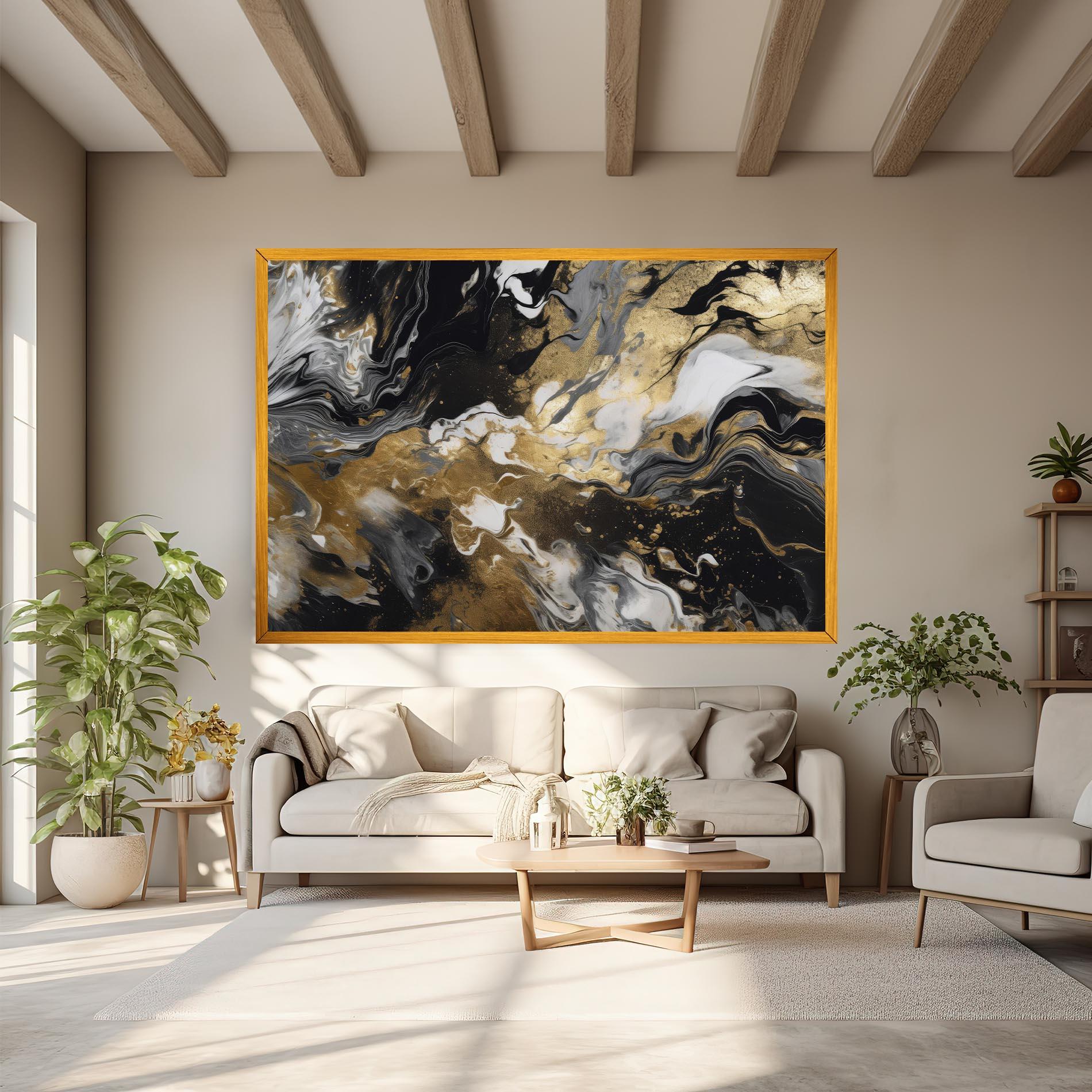 Tablou Canvas Gold Acrylic Fluid mockup 6