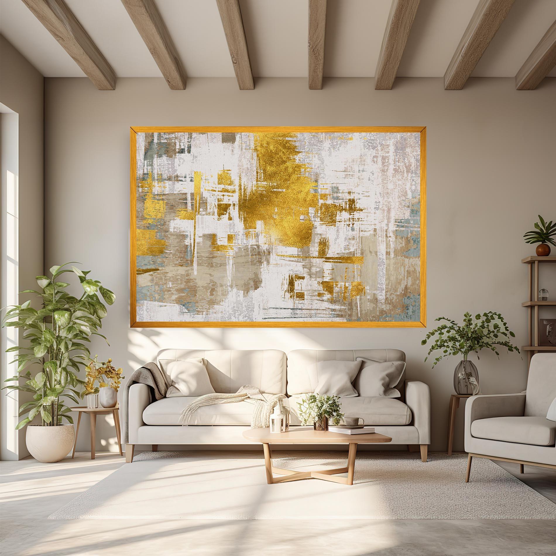 Tablou Canvas Gold And White Brush mockup 6