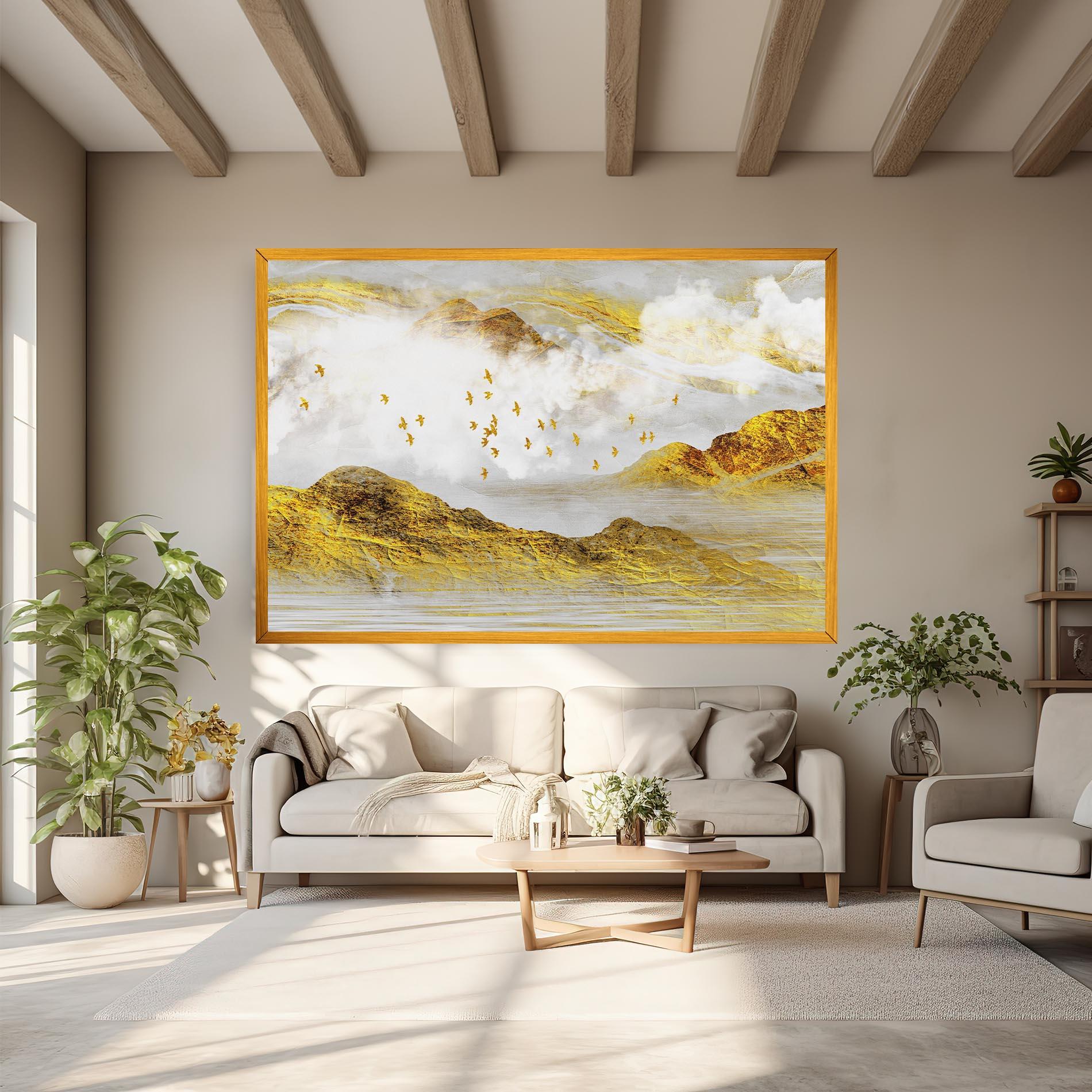 Tablou Canvas Gold Mountains Abstract mockup 6