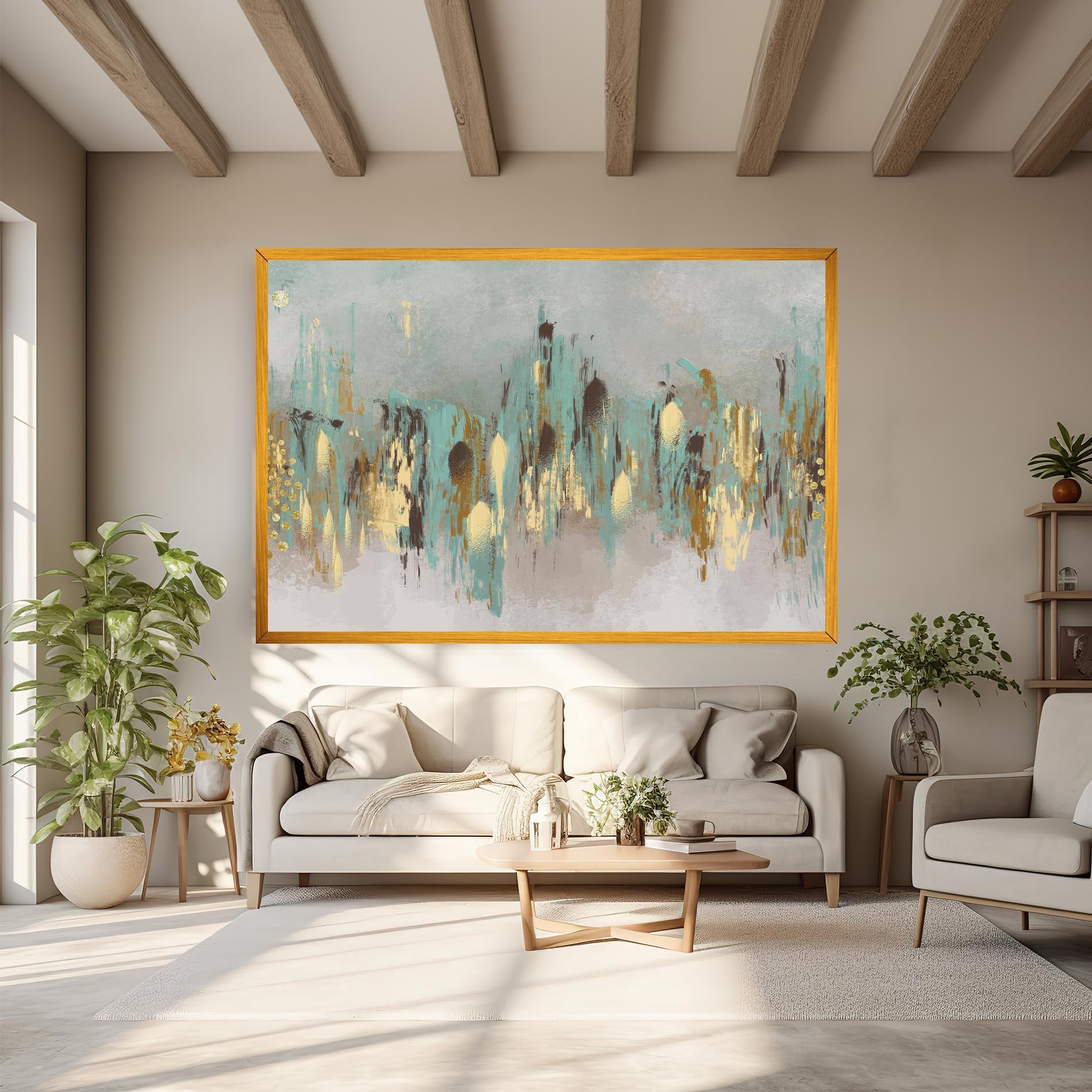 Tablou Canvas Gold Spiral Points mockup 6