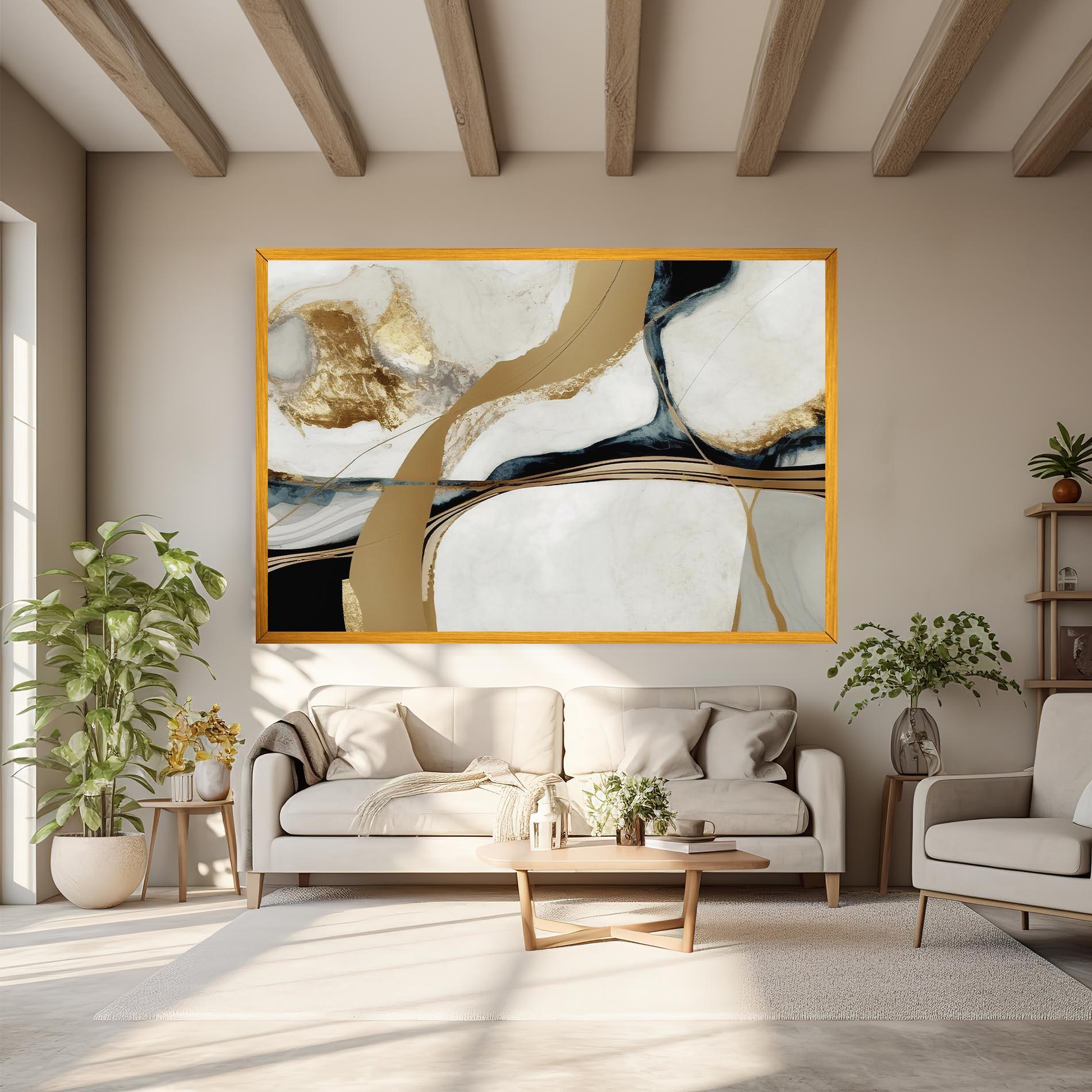 Tablou Canvas Golden Blue Marble mockup 6