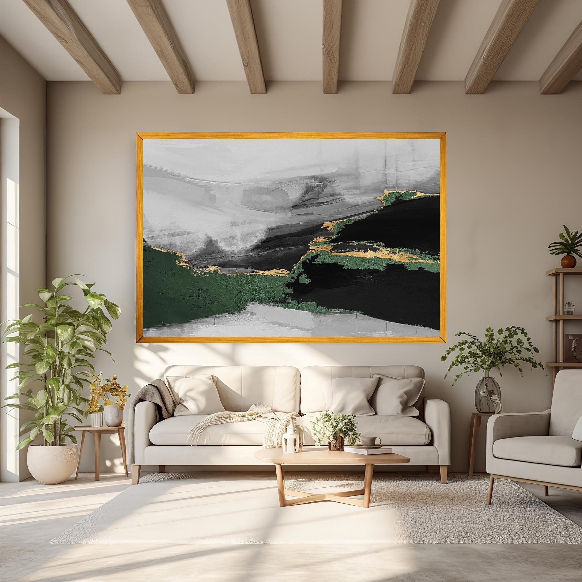 Tablou Canvas Grey With Green Painting mockup 6